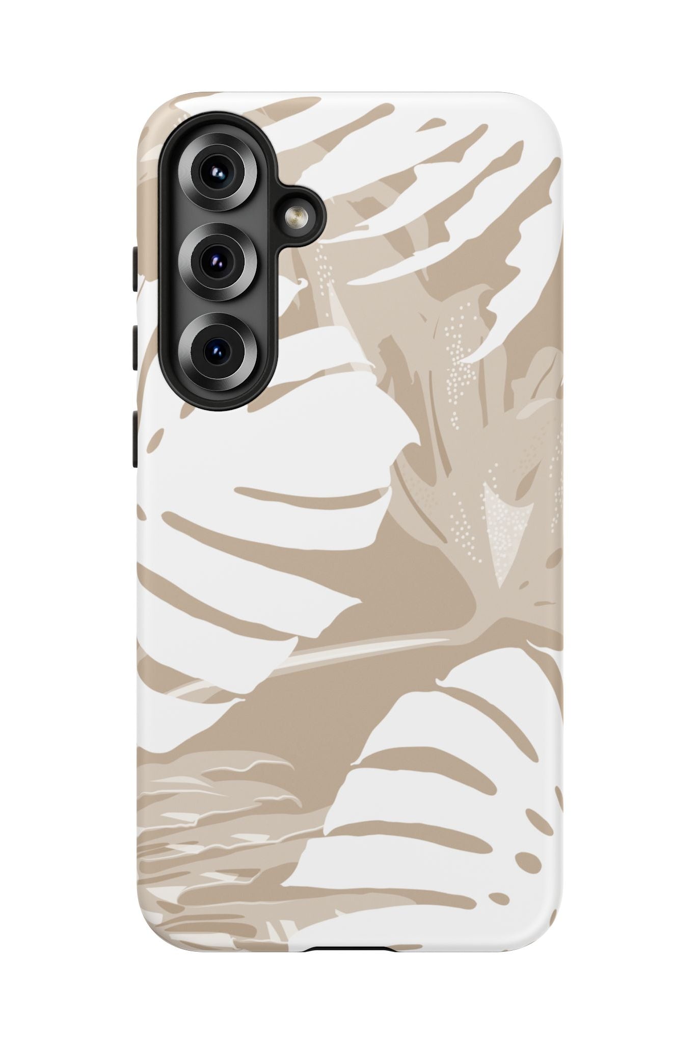 Woman holding Exotic Monstera Tough Samsung Galaxy Case - Hawaiian Tropical Monstera Botanical Neutral Design - The Local Banyan