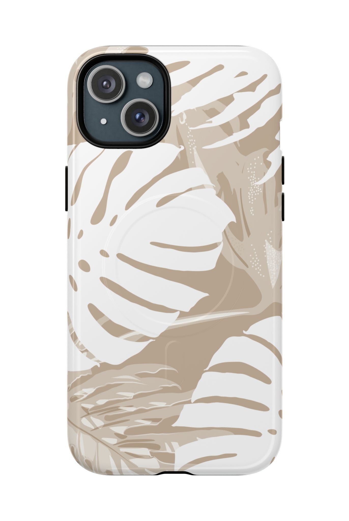Exotic Monstera MagSafe iPhone Case iPhone 15 Plus Glossy - Hawaiian Tropical Monstera Botanical Neutral Design - The Local Banyan