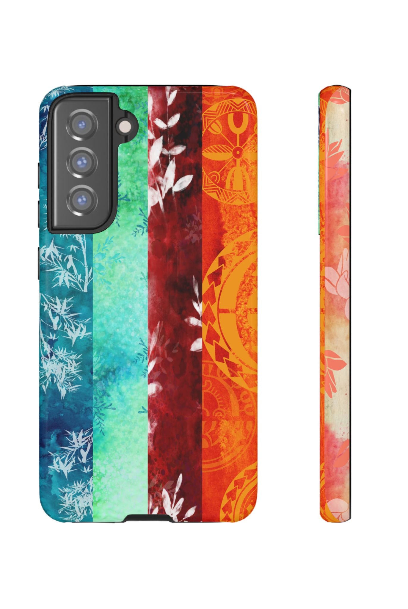 Island Vibes Tough Samsung Galaxy Case Samsung Galaxy S21 FE Glossy - Hawaiian Colorful Tropical Floral Design - The Local Banyan