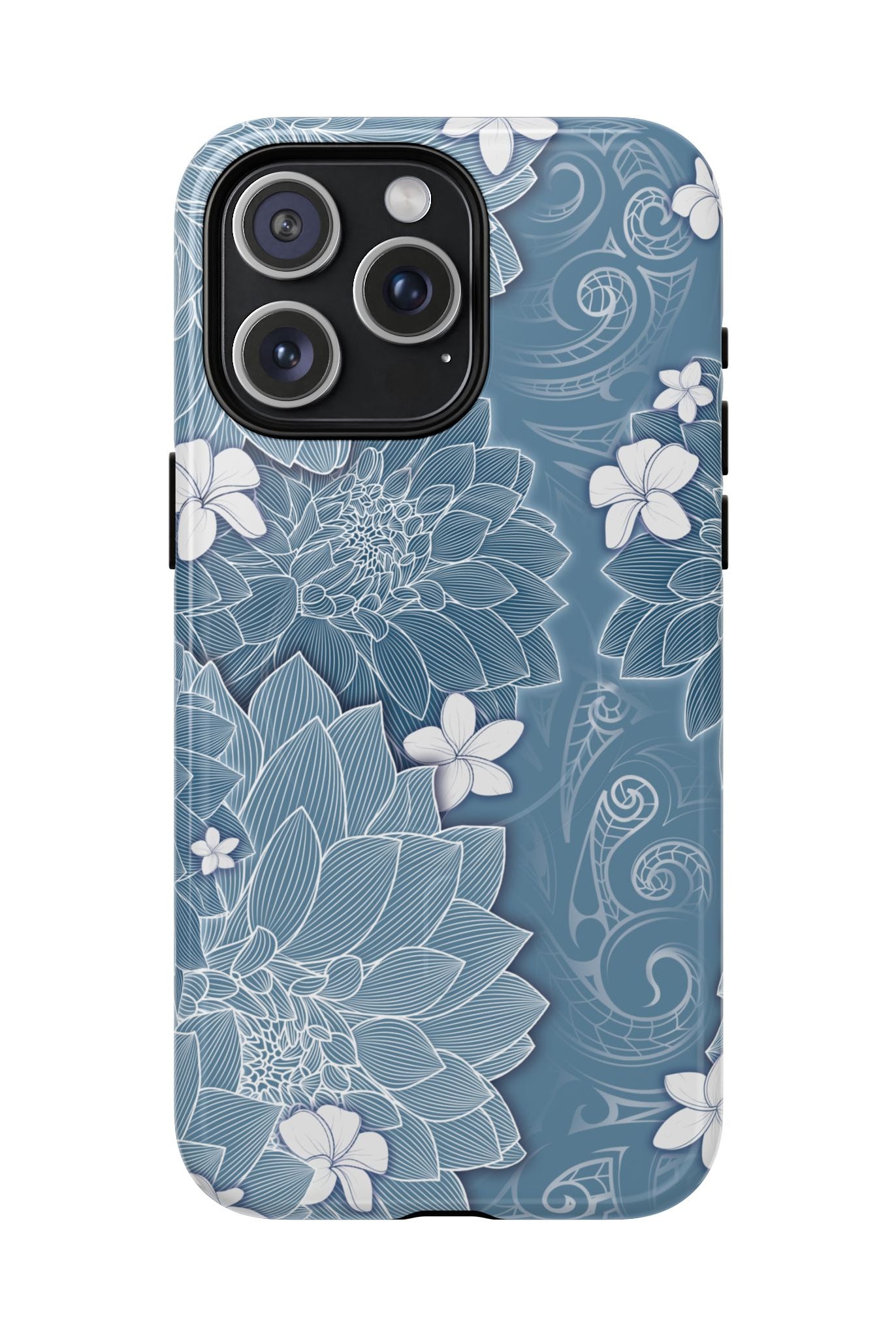Pua La MagSafe iPhone Case iPhone 15 Pro Max Glossy - Hawaiian Golden Hibiscus Sun Flower Sapphire Design - The Local Banyan