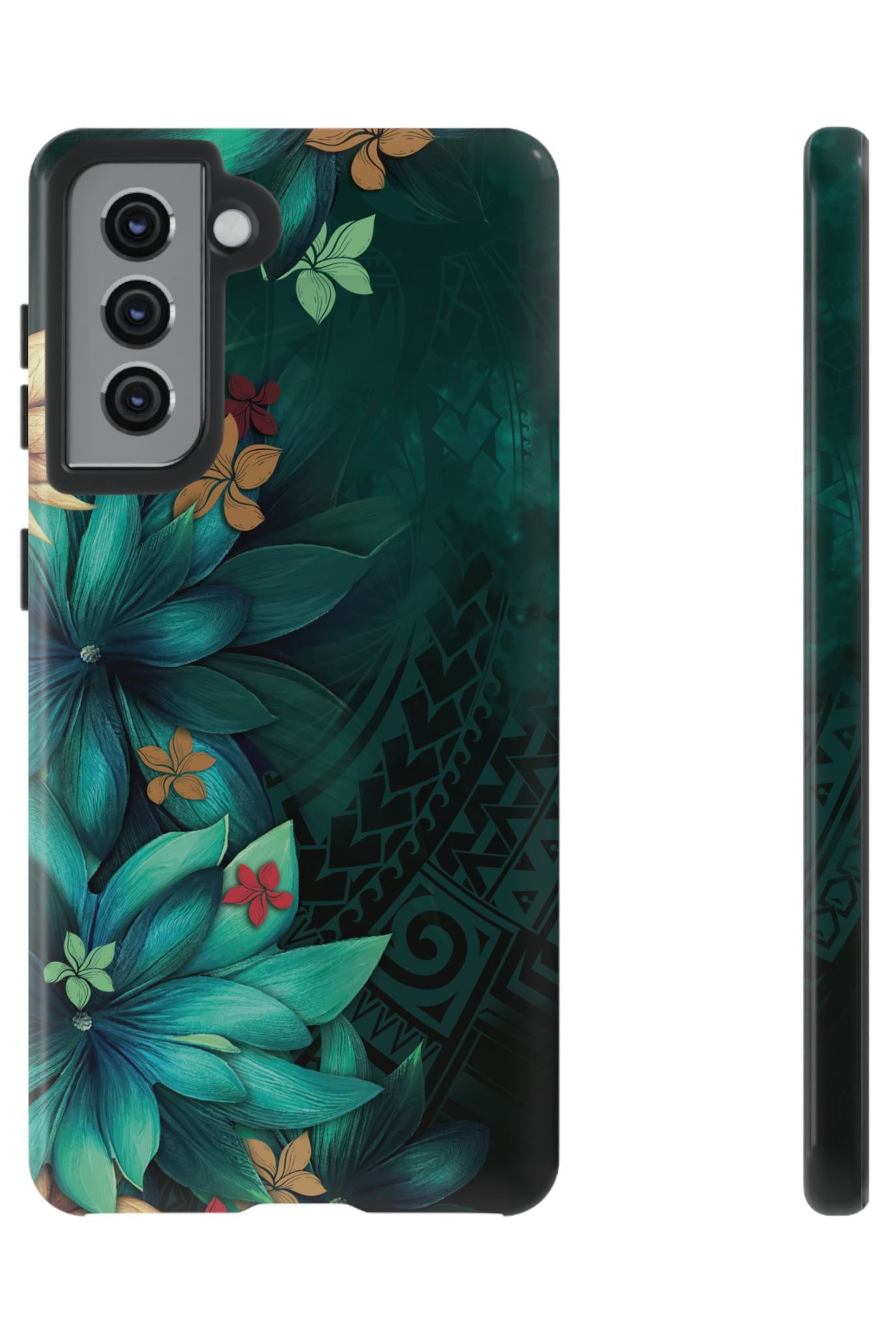 Aloha Whispers Tough Samsung Galaxy Case Samsung Galaxy S21 Glossy - Hawaiian Abstract Green Floral Polynesian Design - The Local Banyan