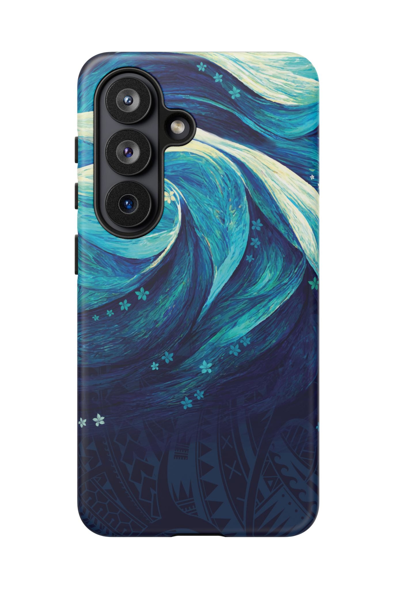 Woman holding Eternal Mana Tough Samsung Galaxy Case - Hawaiian Ocean Wave Polynesian Tribal Design - The Local Banyan