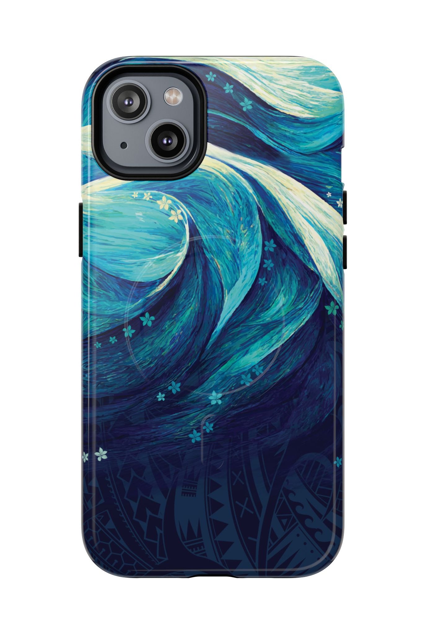 Eternal Mana MagSafe iPhone Case iPhone 14 Plus Glossy - Hawaiian Ocean Wave Polynesian Tribal Design - The Local Banyan