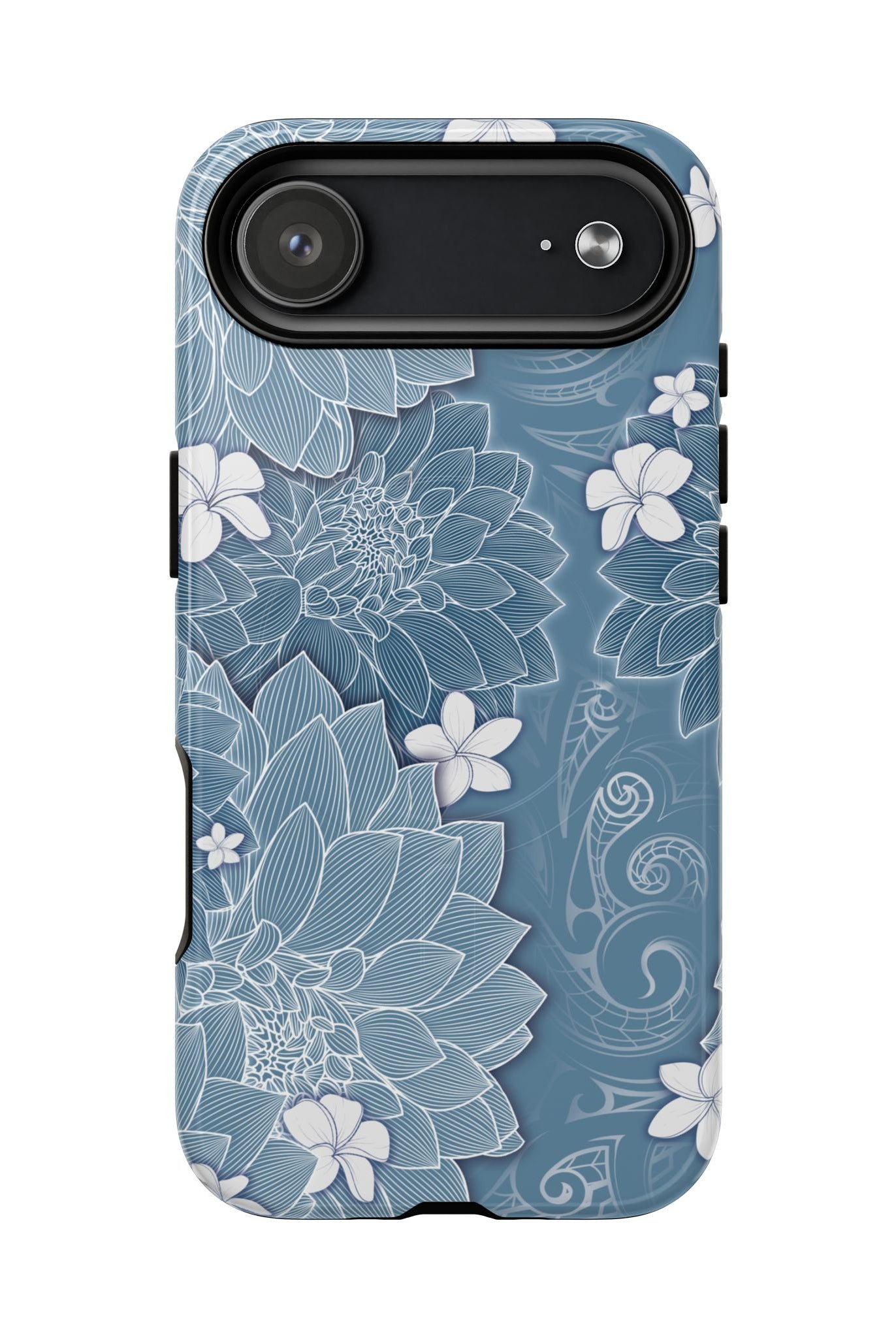 Pua La MagSafe iPhone Case Detail View - Hawaiian Golden Hibiscus Sun Flower Sapphire Design Close Up - The Local Banyan