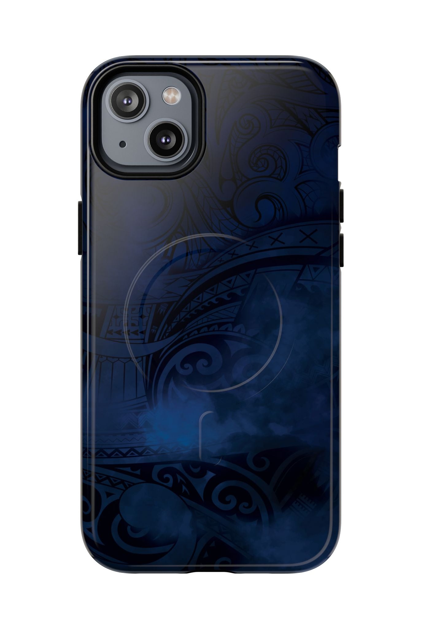 Midnight Essence MagSafe iPhone Case iPhone 14 Plus Glossy - Hawaiian Midnight Navy Polynesian Tribal Design - The Local Banyan