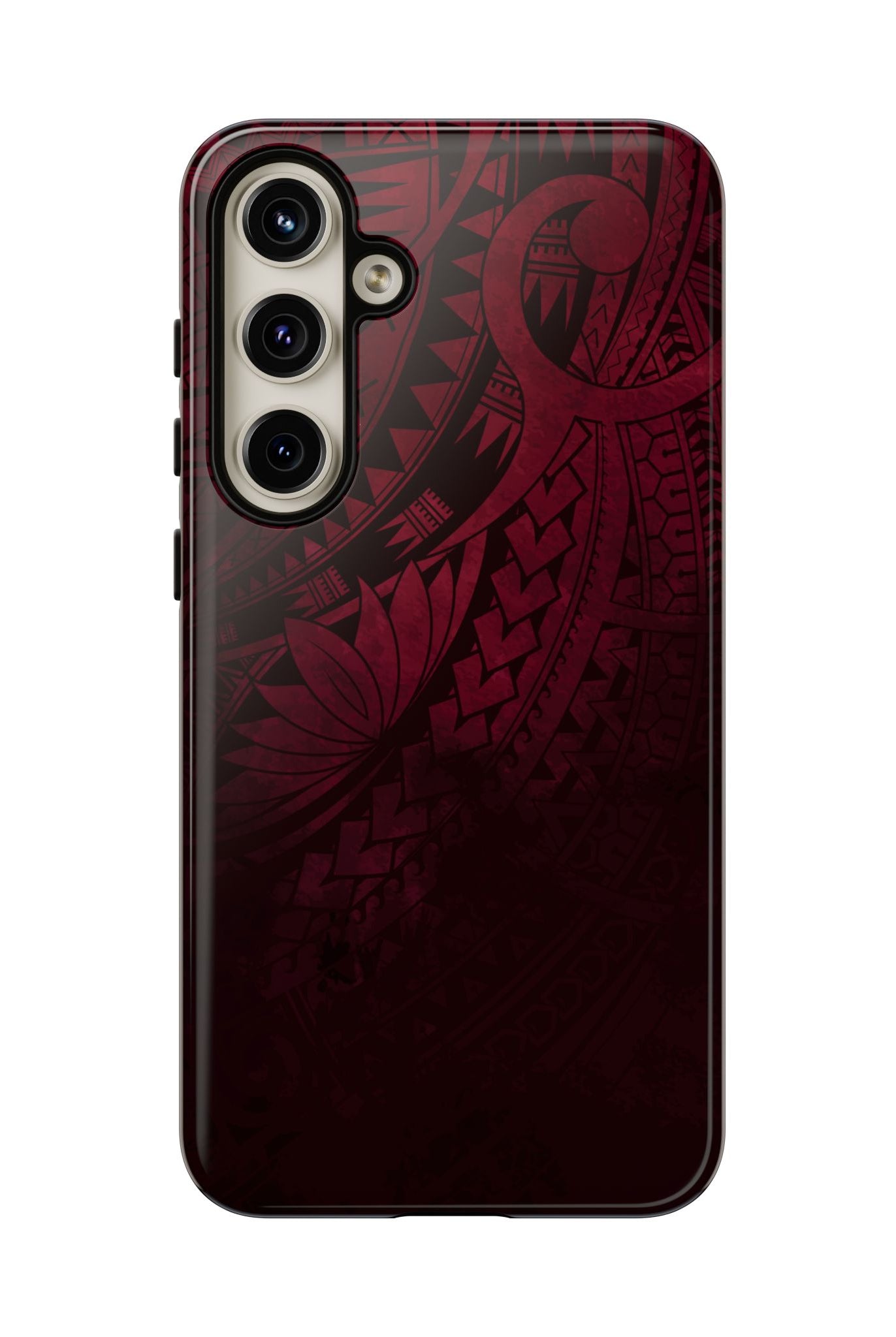 Woman holding Eternal Ember Tough Samsung Galaxy Case - Hawaiian Red Tribal Polynesian Design - The Local Banyan
