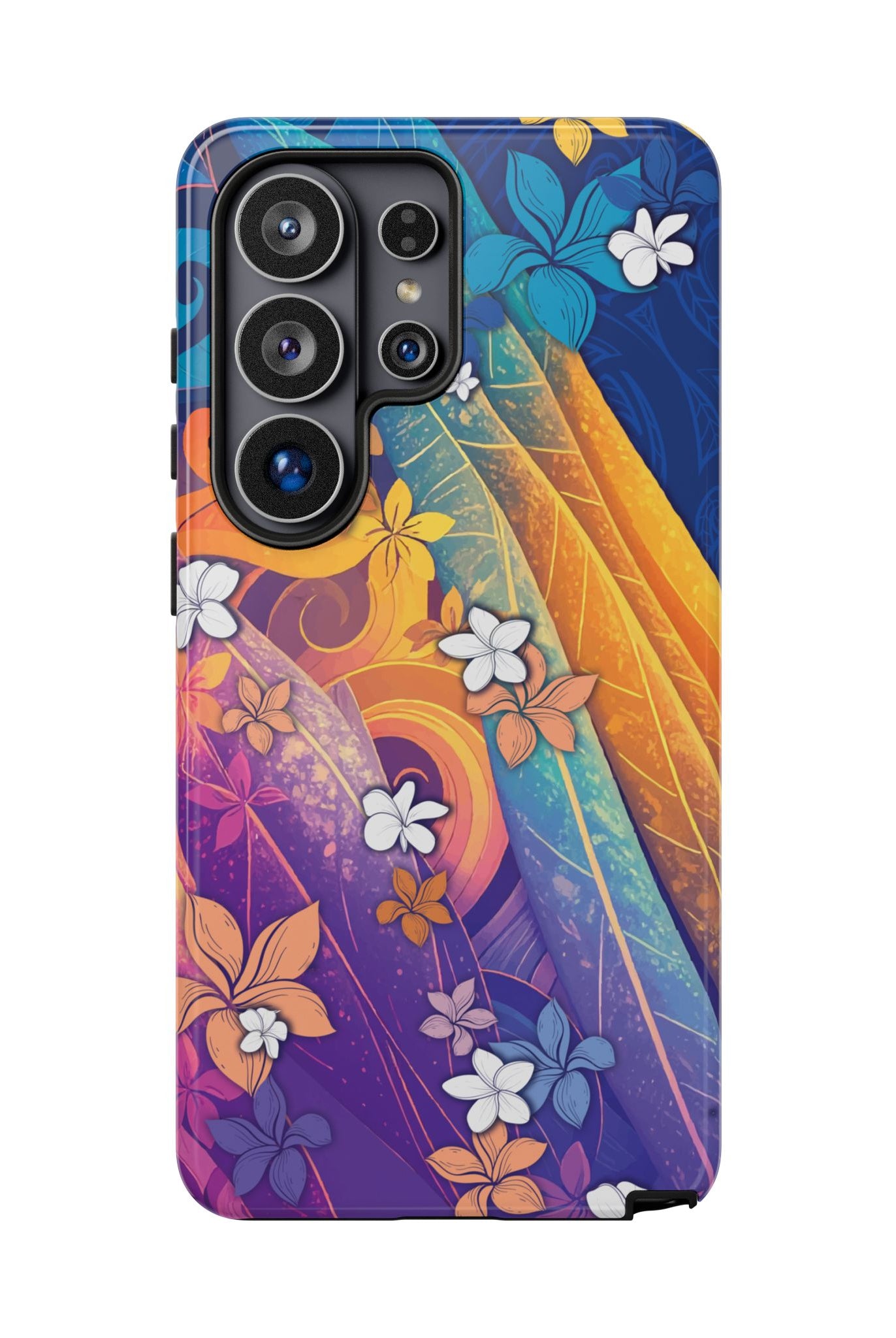 Mauna Sunrise Tough Samsung Galaxy Case Samsung Galaxy S26 Ultra Glossy - Hawaiian Colorful Sunrise Plumeria Design - The Local Banyan