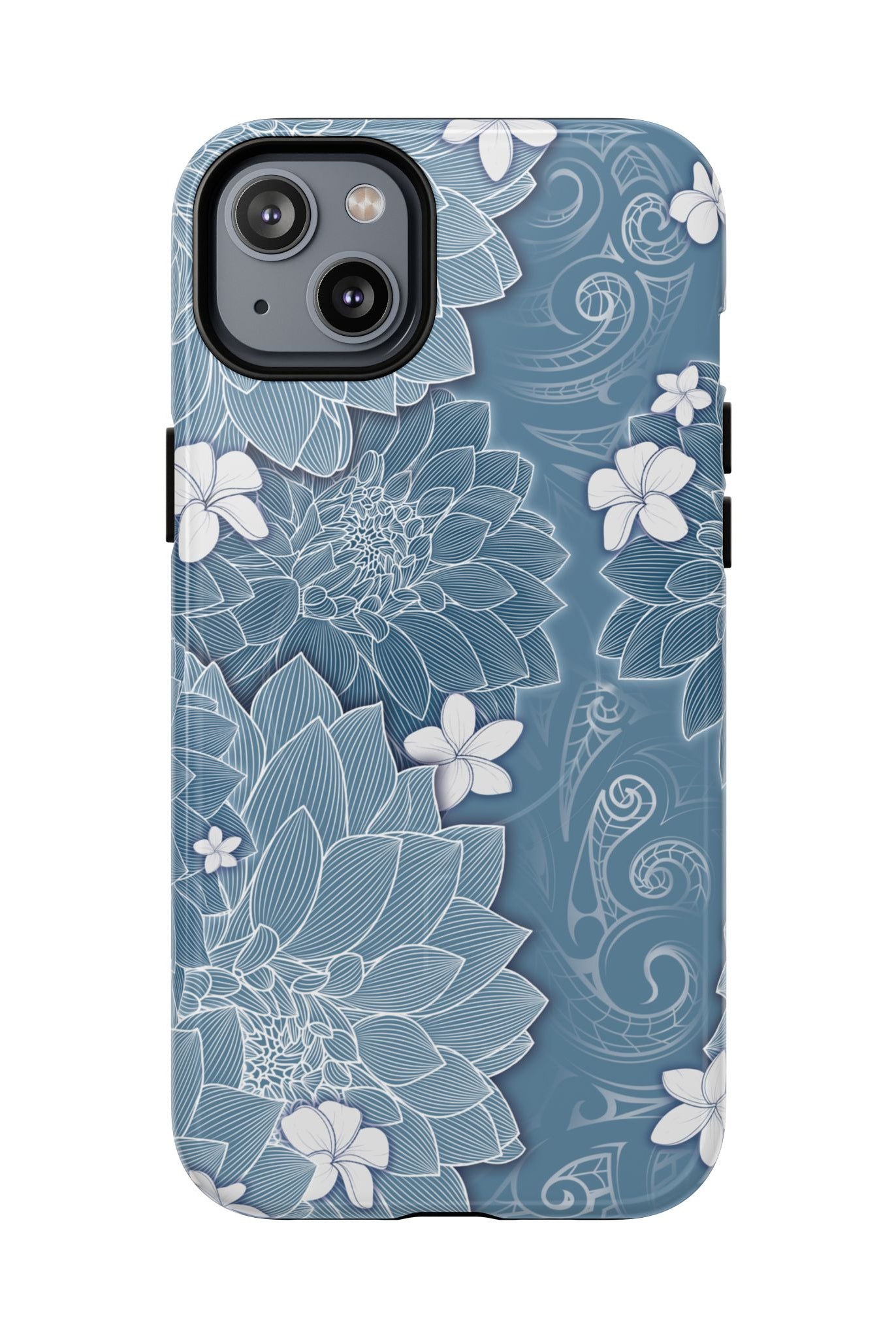 Pua La MagSafe iPhone Case iPhone 14 Plus Glossy - Hawaiian Golden Hibiscus Sun Flower Sapphire Design - The Local Banyan