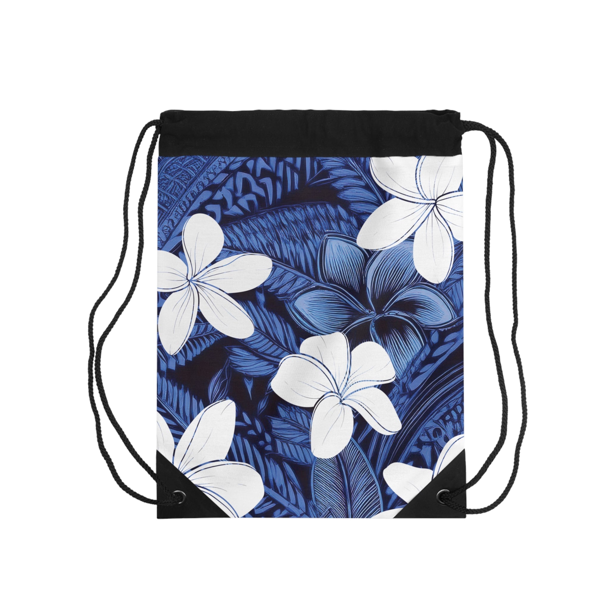 Eternal Blue Plumeria Drawstring Cinch Bag Backpack The Local Banyan One size