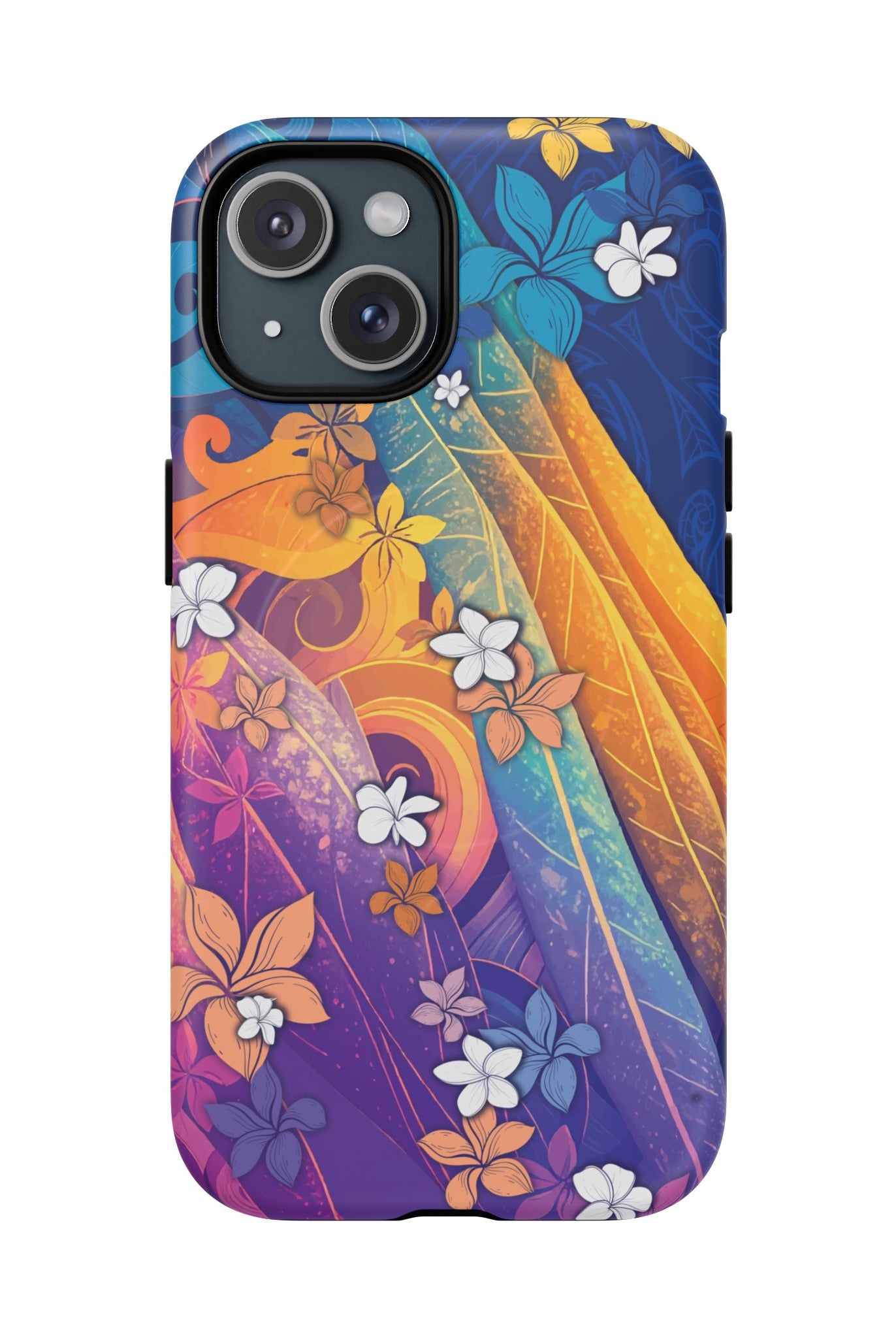 Mauna Sunrise MagSafe iPhone Case iPhone 15 Matte - Hawaiian Colorful Sunrise Plumeria Design - The Local Banyan