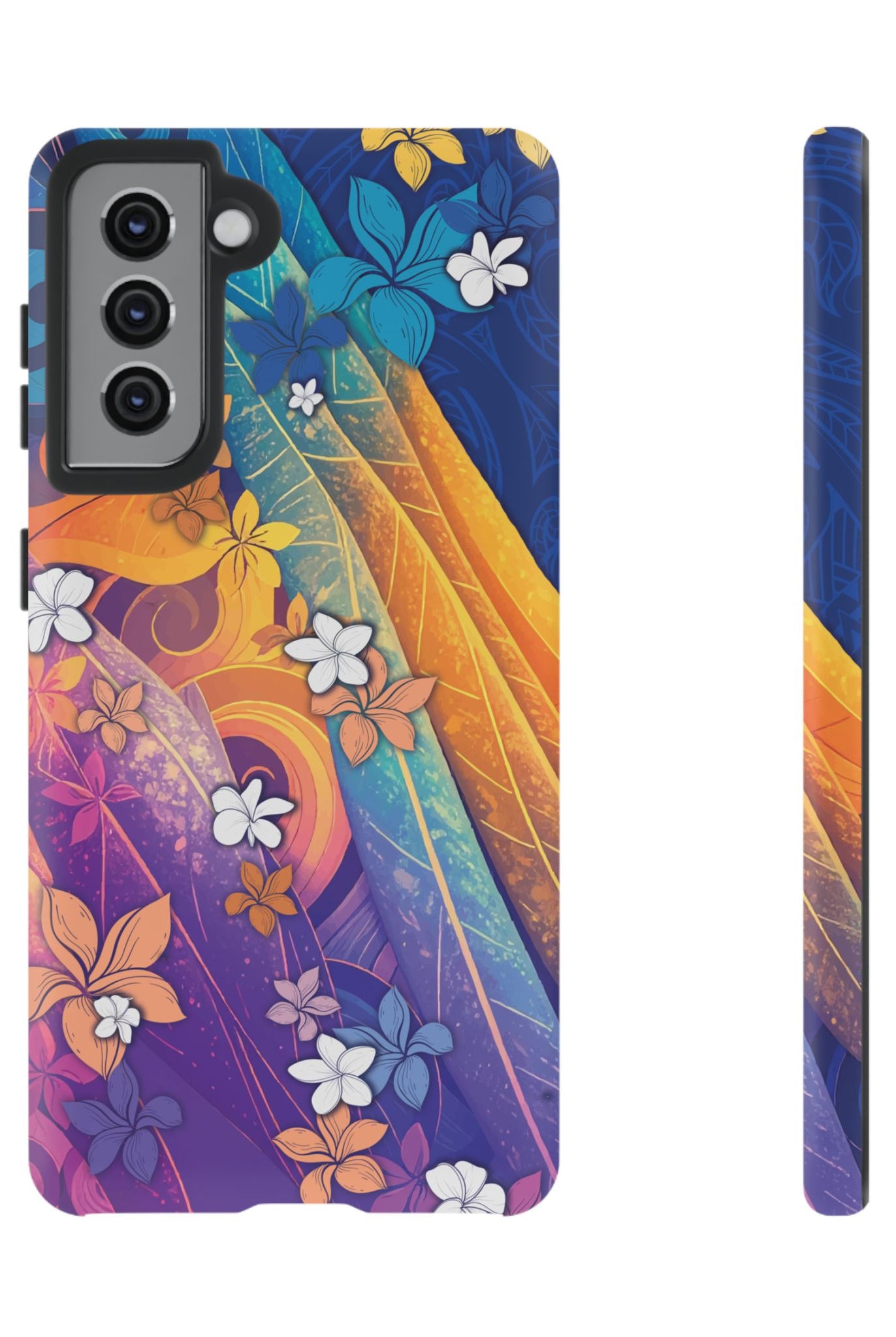 Mauna Sunrise Tough Samsung Galaxy Case Samsung Galaxy S21 Matte - Hawaiian Colorful Sunrise Plumeria Design - The Local Banyan