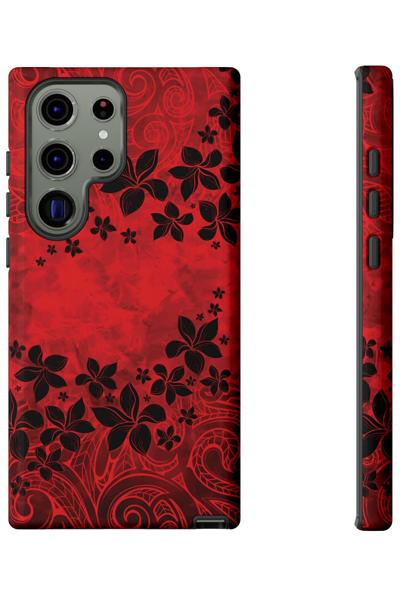 Keahi Pua Tough Samsung Galaxy Case Side View - Dual Layer Drop Protection Hawaiian Phone Case - The Local Banyan