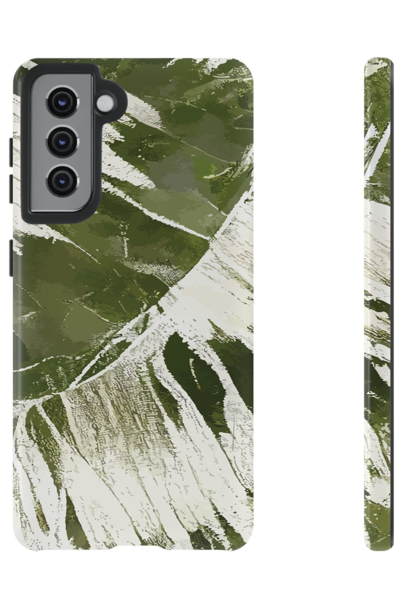 Island Breeze Tough Samsung Galaxy Case Samsung Galaxy S21 Glossy - Hawaiian Palm Leaf Olive Green Botanical Design - The Local Banyan