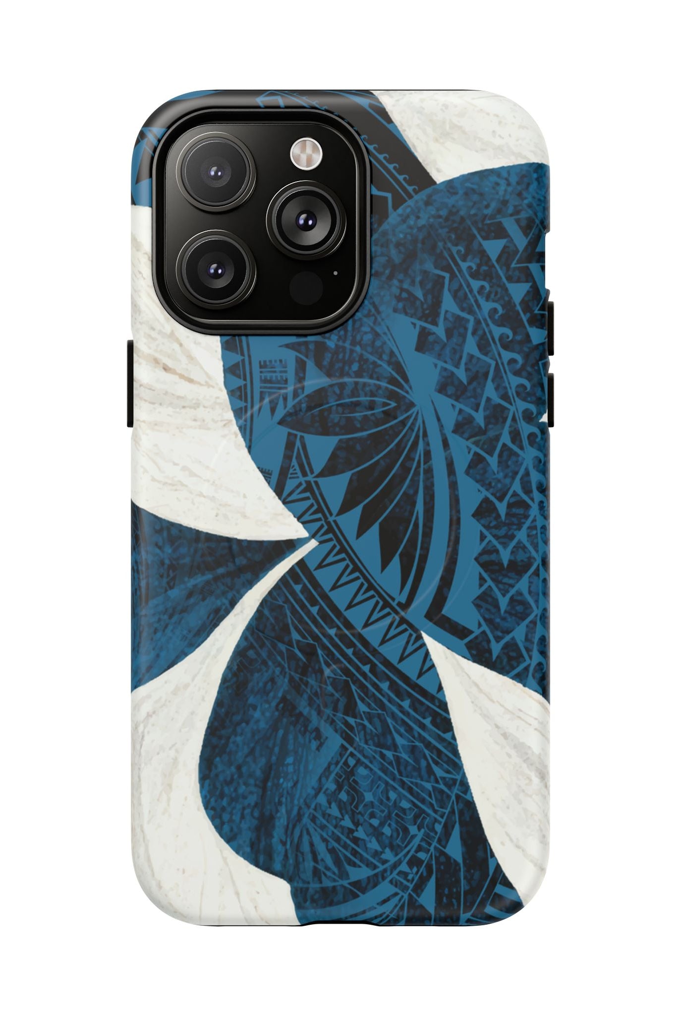 Hana Breeze MagSafe iPhone Case iPhone 14 Pro Max Matte - Hawaiian Blue Plumeria Polynesian Botanical Design - The Local Banyan