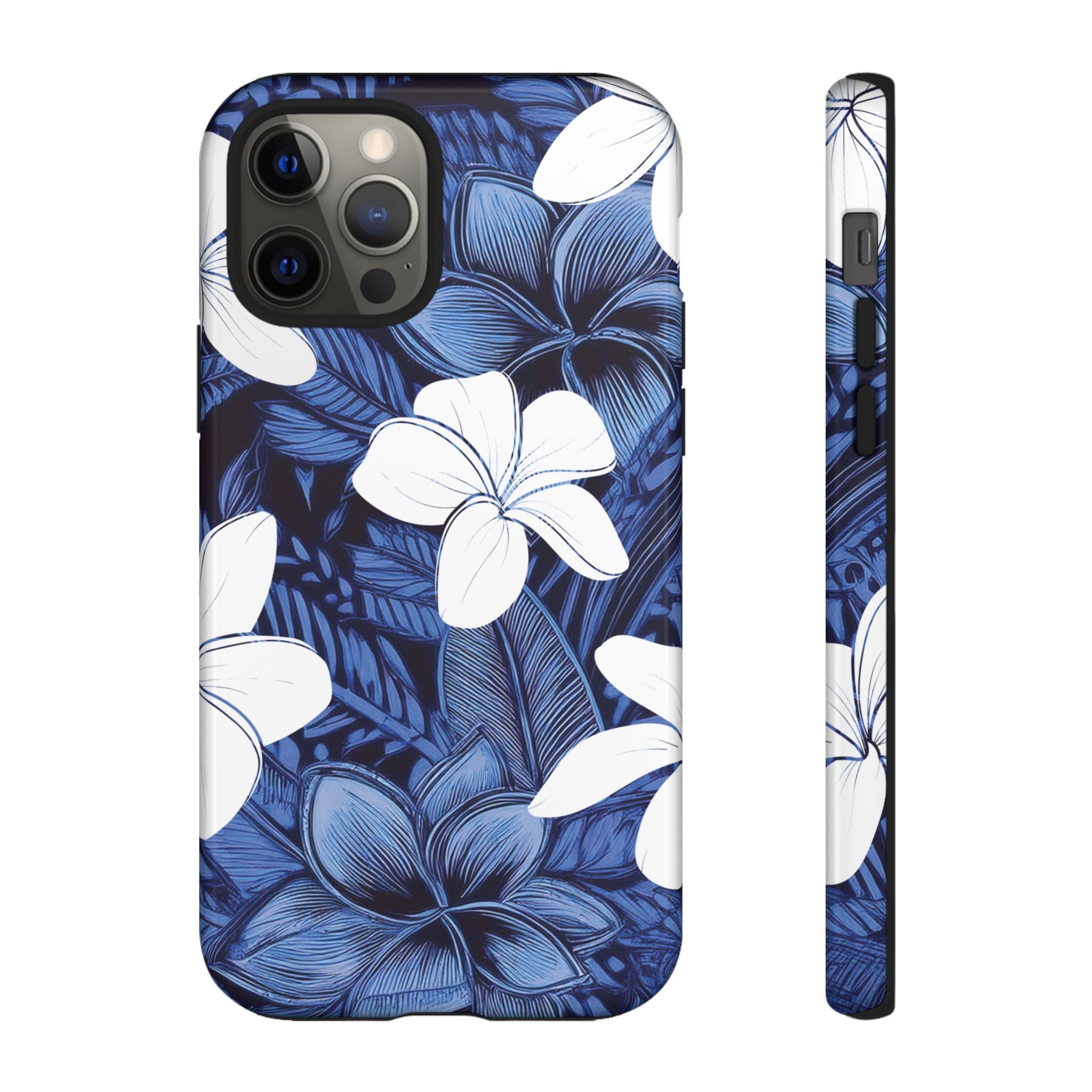 Eternal Blue Plumeria Tough Case for iPhone Phone Case The Local Banyan iPhone 12 Pro Glossy
