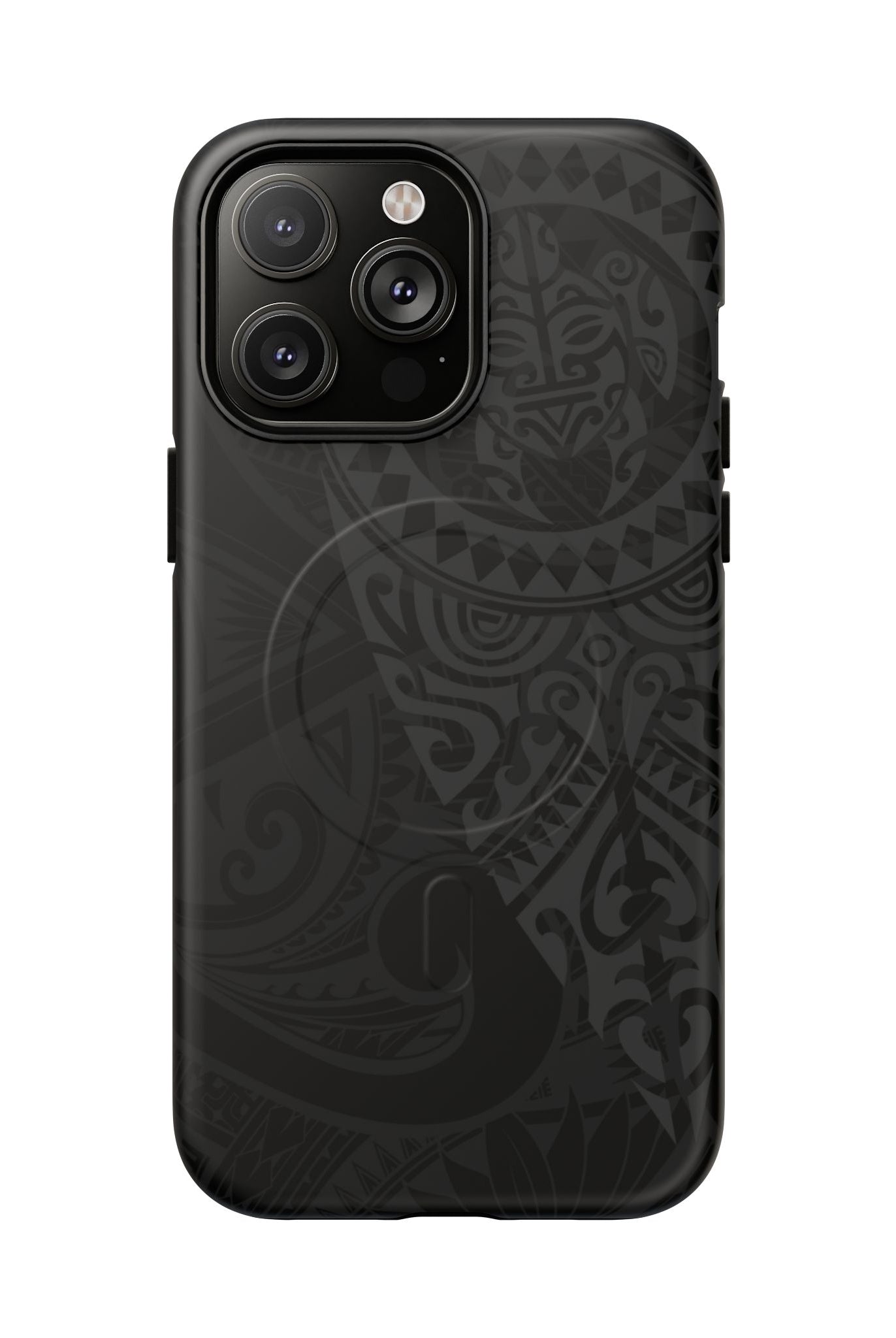 Tribal Guardian MagSafe iPhone Case iPhone 14 Pro Max Matte - Hawaiian Black on Black Polynesian Tribal Design - The Local Banyan