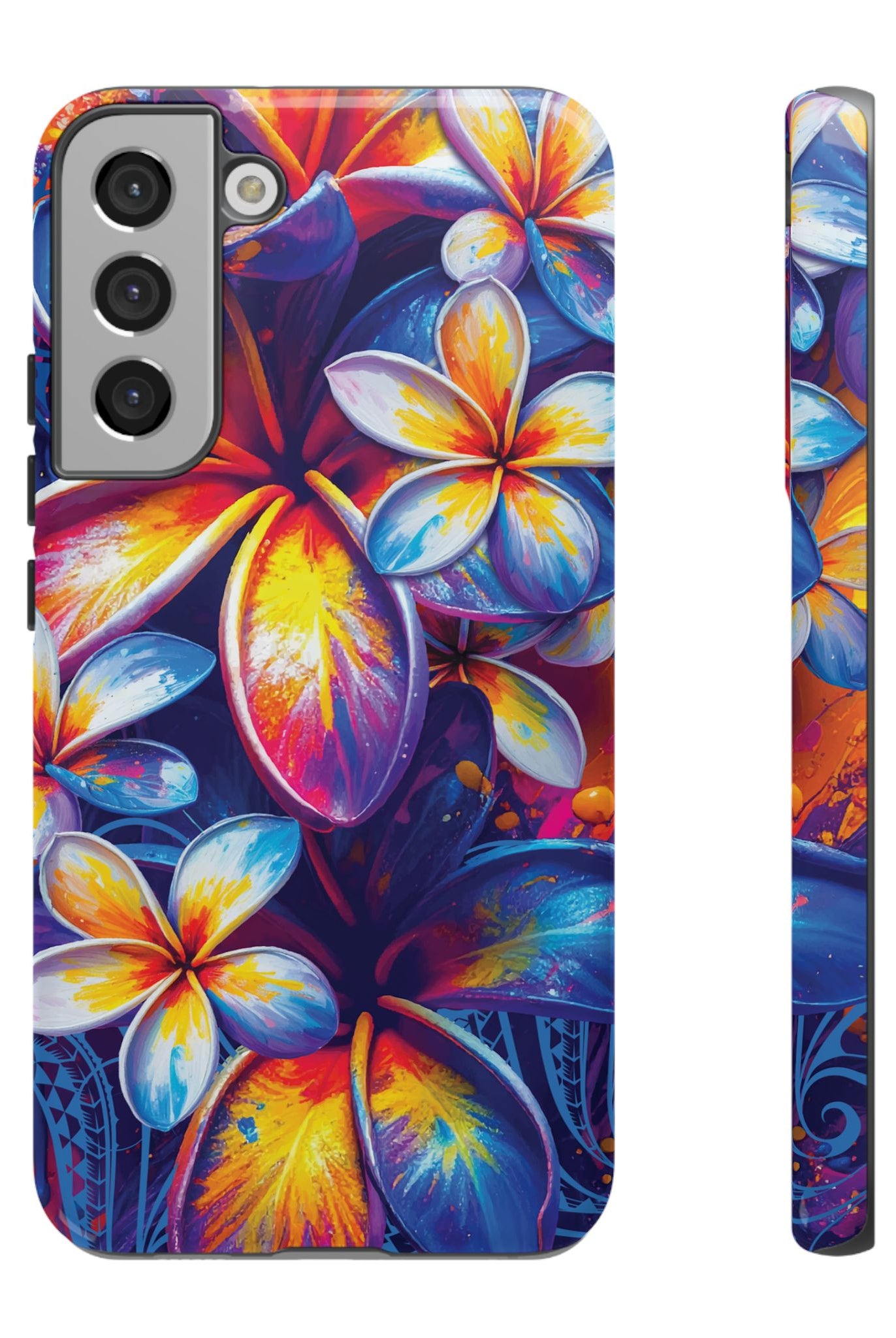 Sunset Ink Tough Samsung Galaxy Case Samsung Galaxy S22 Plus Glossy - Hawaiian Plumeria Street Art Graffiti Tropical Design - The Local Banyan