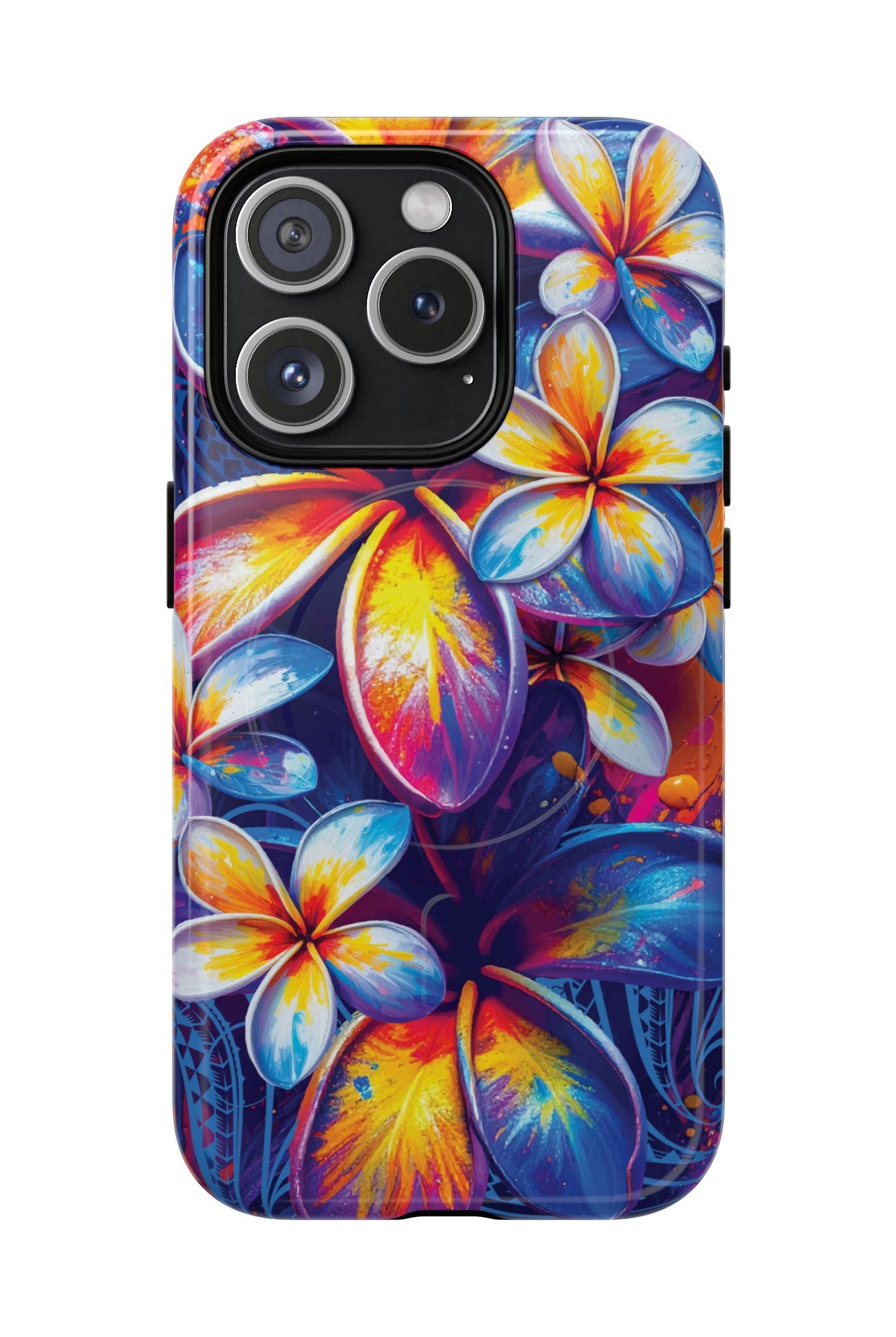 Sunset Ink MagSafe iPhone Case iPhone 15 Pro Glossy - Hawaiian Plumeria Street Art Graffiti Tropical Design - The Local Banyan
