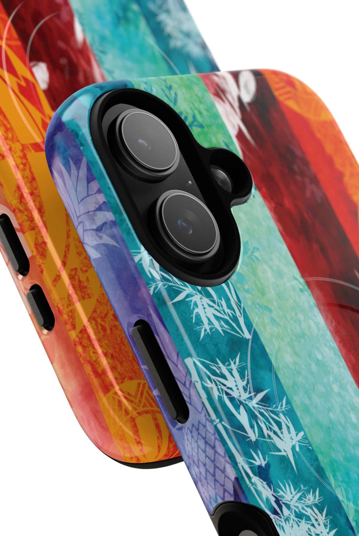 Island Vibes MagSafe iPhone Case Detail View - Hawaiian Colorful Tropical Floral Design Close Up - The Local Banyan