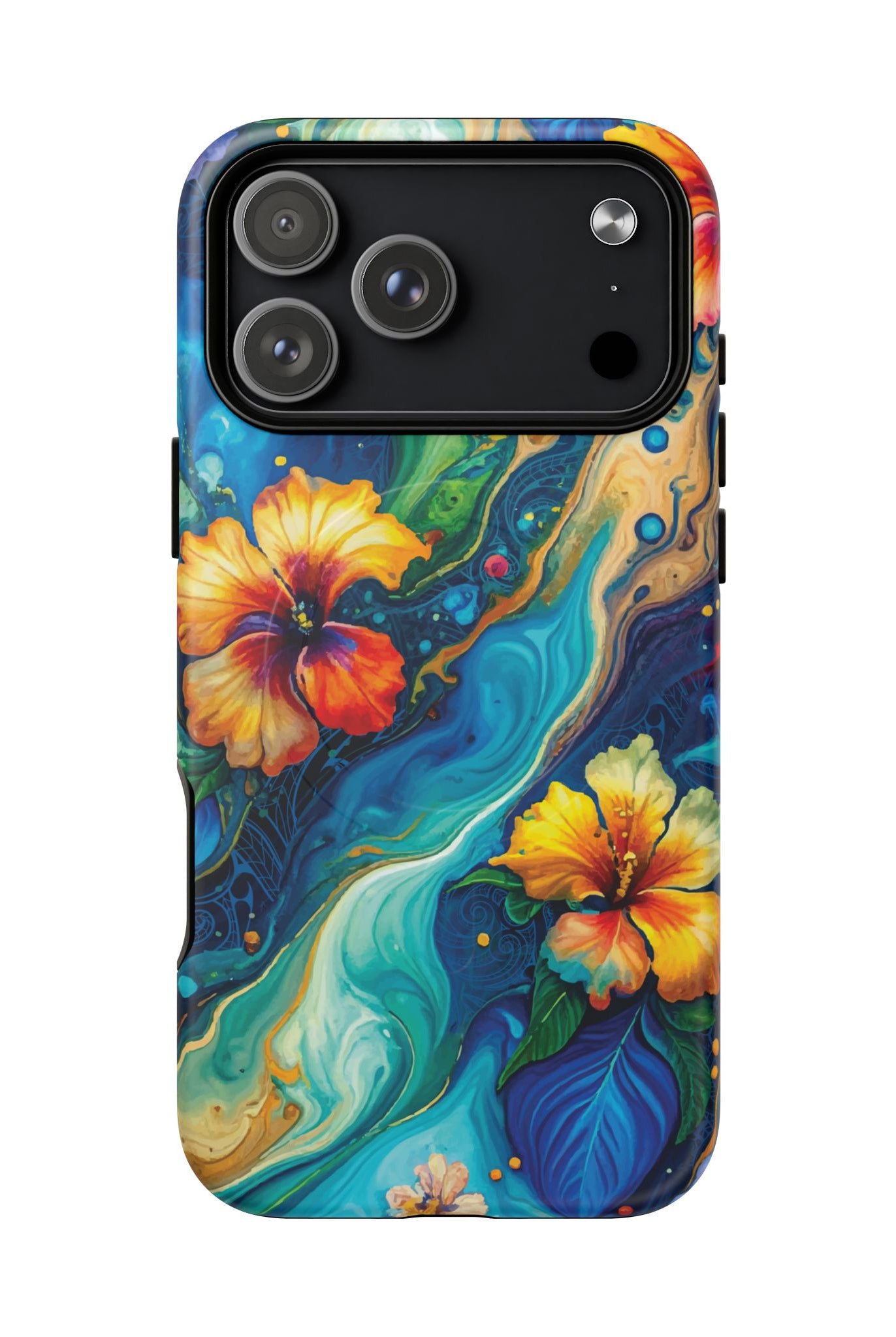 Aloalo Drift MagSafe iPhone Case iPhone 17 Pro Max Matte - Hawaiian Hibiscus Teal Ocean Wave Design - The Local Banyan