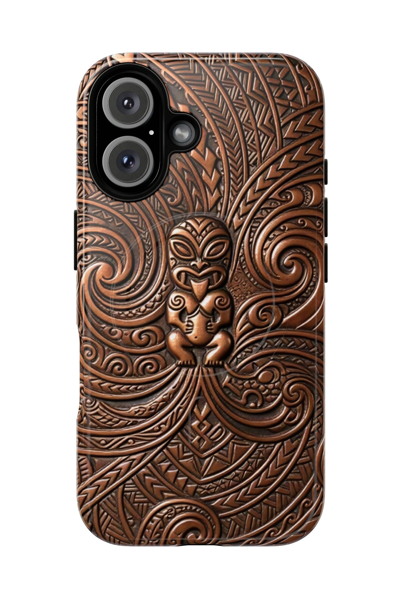 Paa Guardian MagSafe iPhone Case iPhone 16 Glossy - Hawaiian Copper Carved Tiki Polynesian Design - The Local Banyan