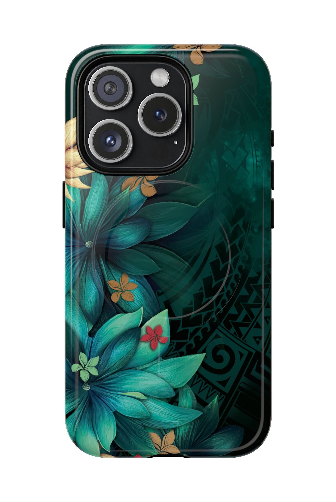 Aloha Whispers MagSafe iPhone Case iPhone 15 Pro Glossy - Hawaiian Abstract Green Floral Polynesian Design - The Local Banyan