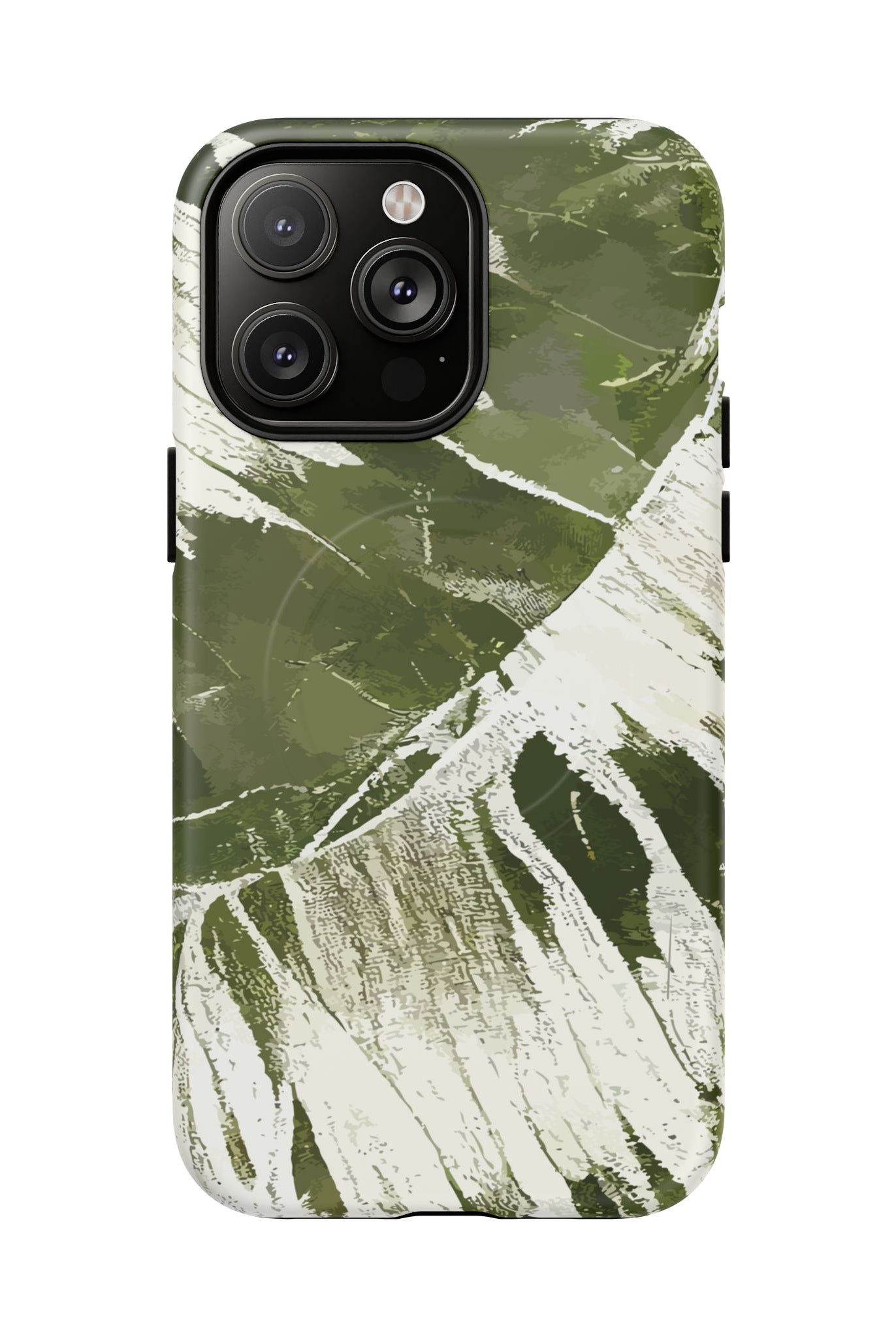Island Breeze MagSafe iPhone Case iPhone 14 Pro Max Matte - Hawaiian Palm Leaf Olive Green Botanical Design - The Local Banyan