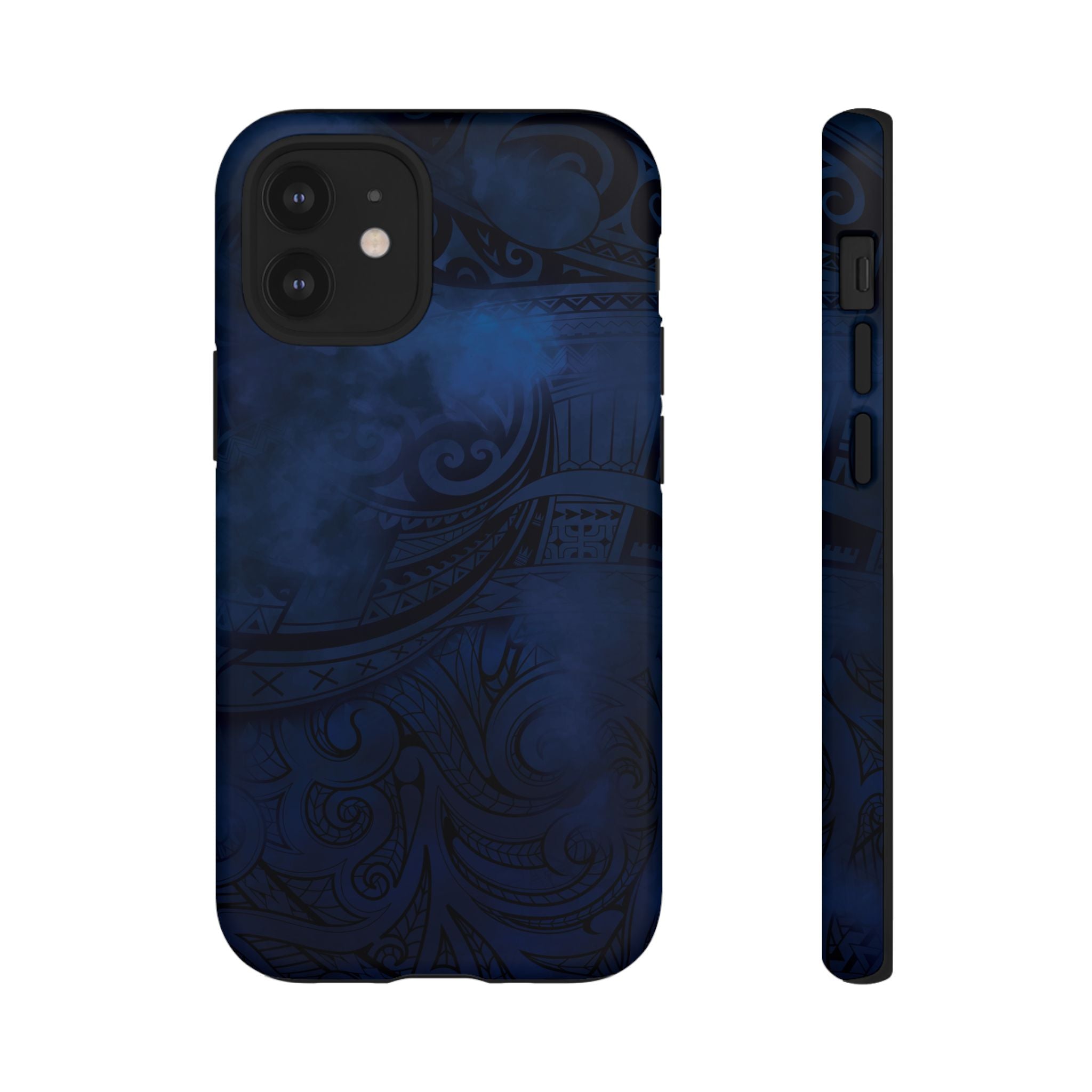 Midnight Essence Tough iPhone Case iPhone 12 Mini Matte - Hawaiian Midnight Navy Polynesian Tribal Design - The Local Banyan