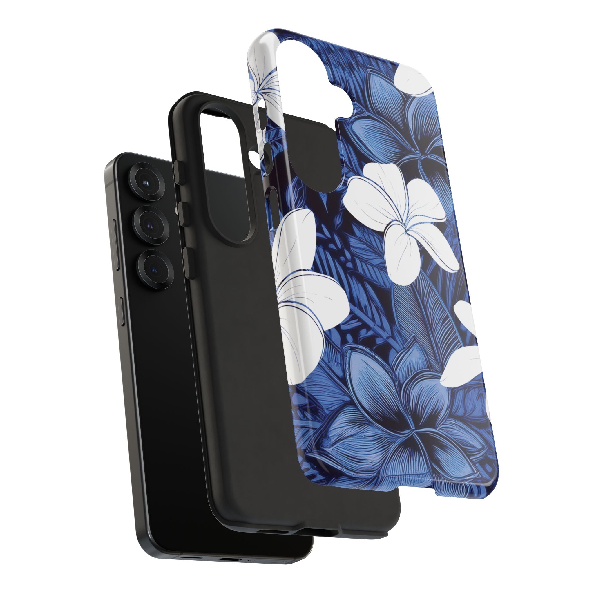Eternal Blue Plumeria Tough Case for Samsung Galaxy Phone Case The Local Banyan
