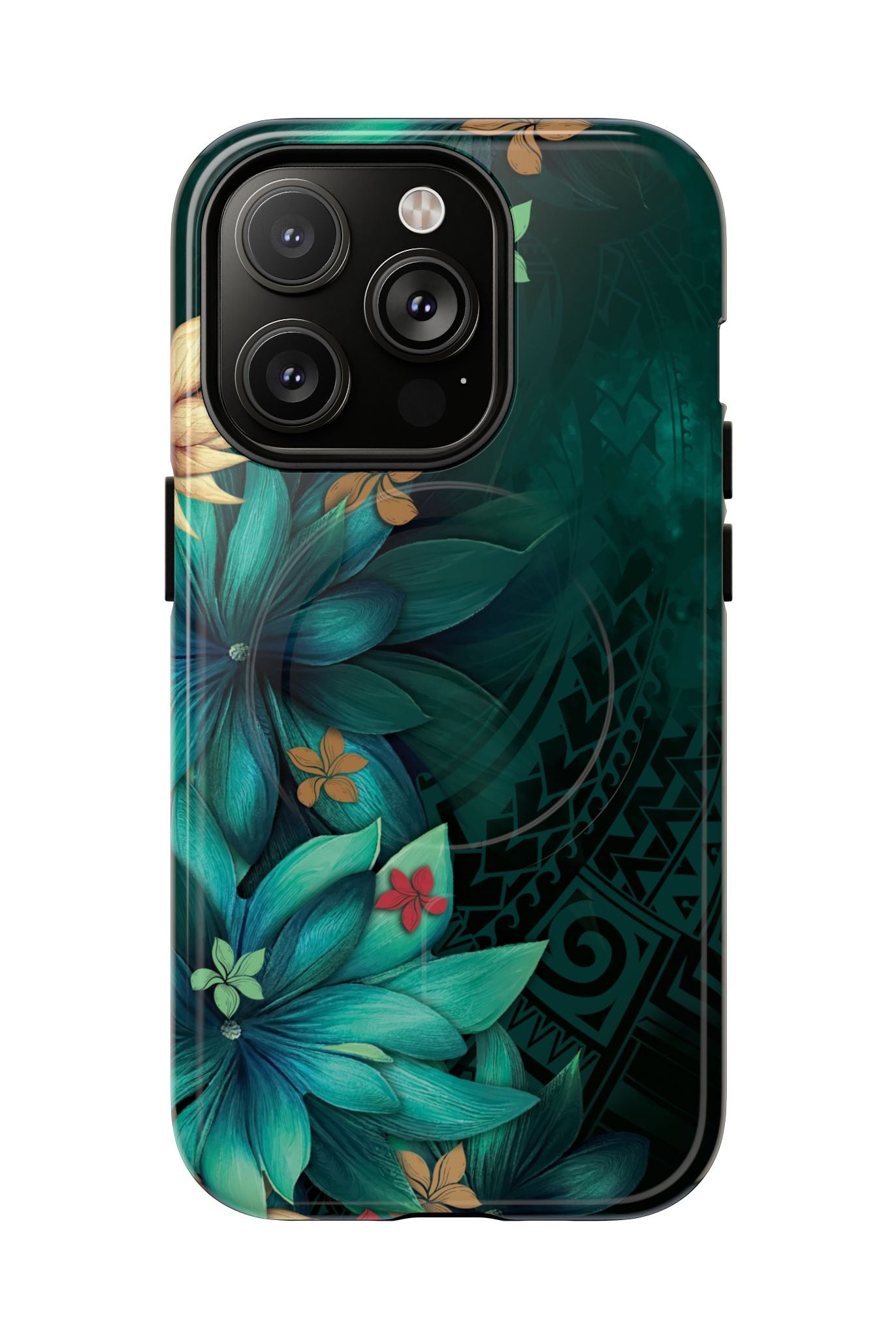 Aloha Whispers MagSafe iPhone Case iPhone 14 Pro Glossy - Hawaiian Abstract Green Floral Polynesian Design - The Local Banyan