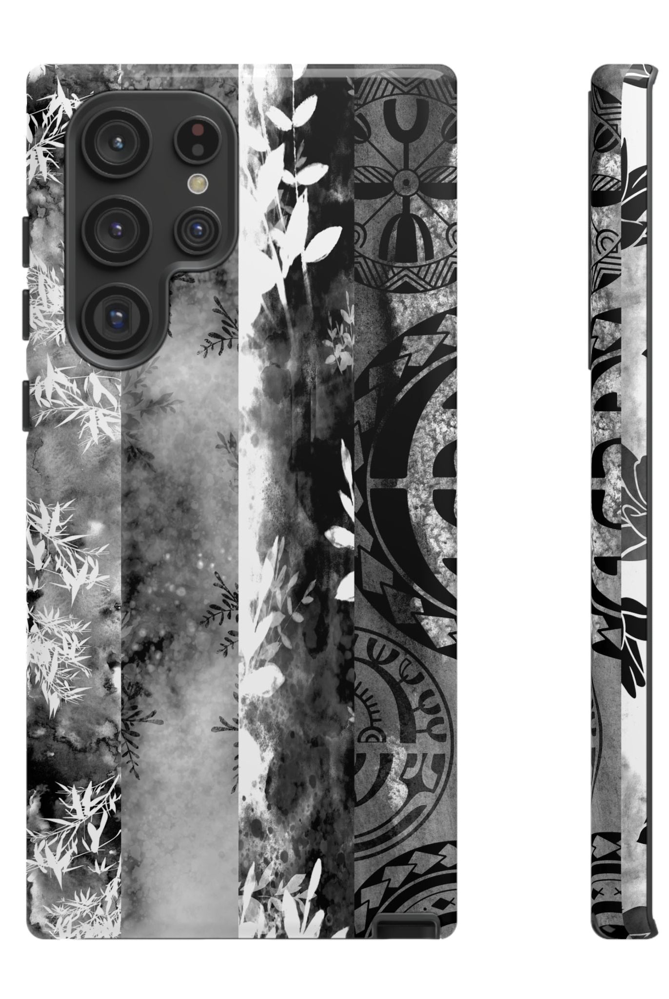 Monochrome Oasis Tough Samsung Galaxy Case Side View - Dual Layer Drop Protection Hawaiian Phone Case - The Local Banyan