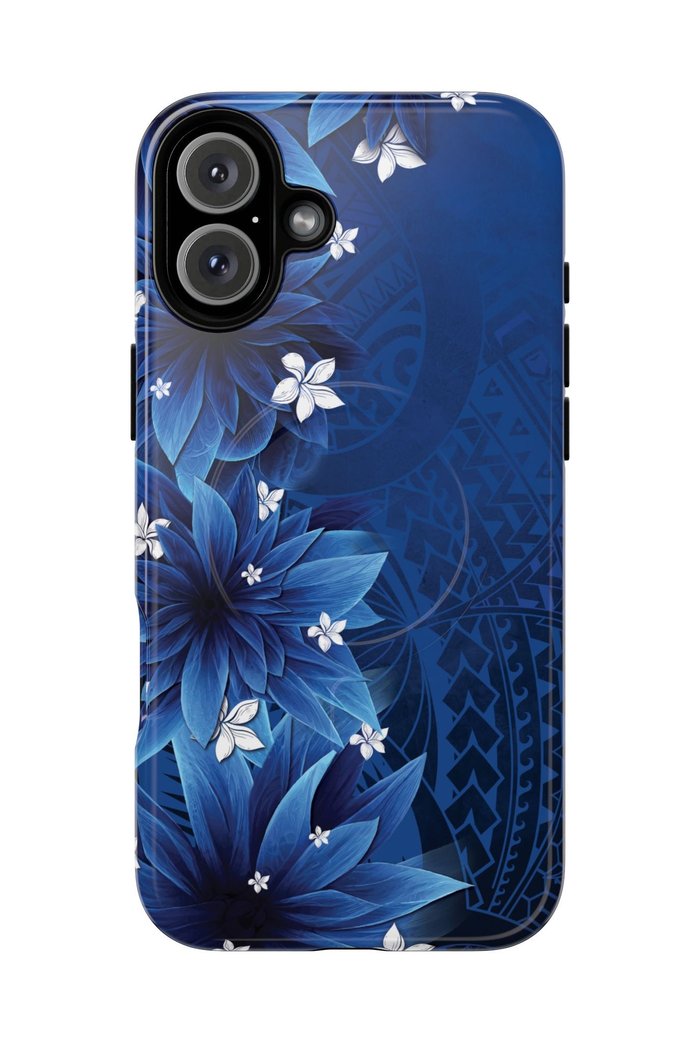 Hoku Pua MagSafe iPhone Case iPhone 16 Plus Glossy - Hawaiian Blue Star Flower Polynesian Design - The Local Banyan