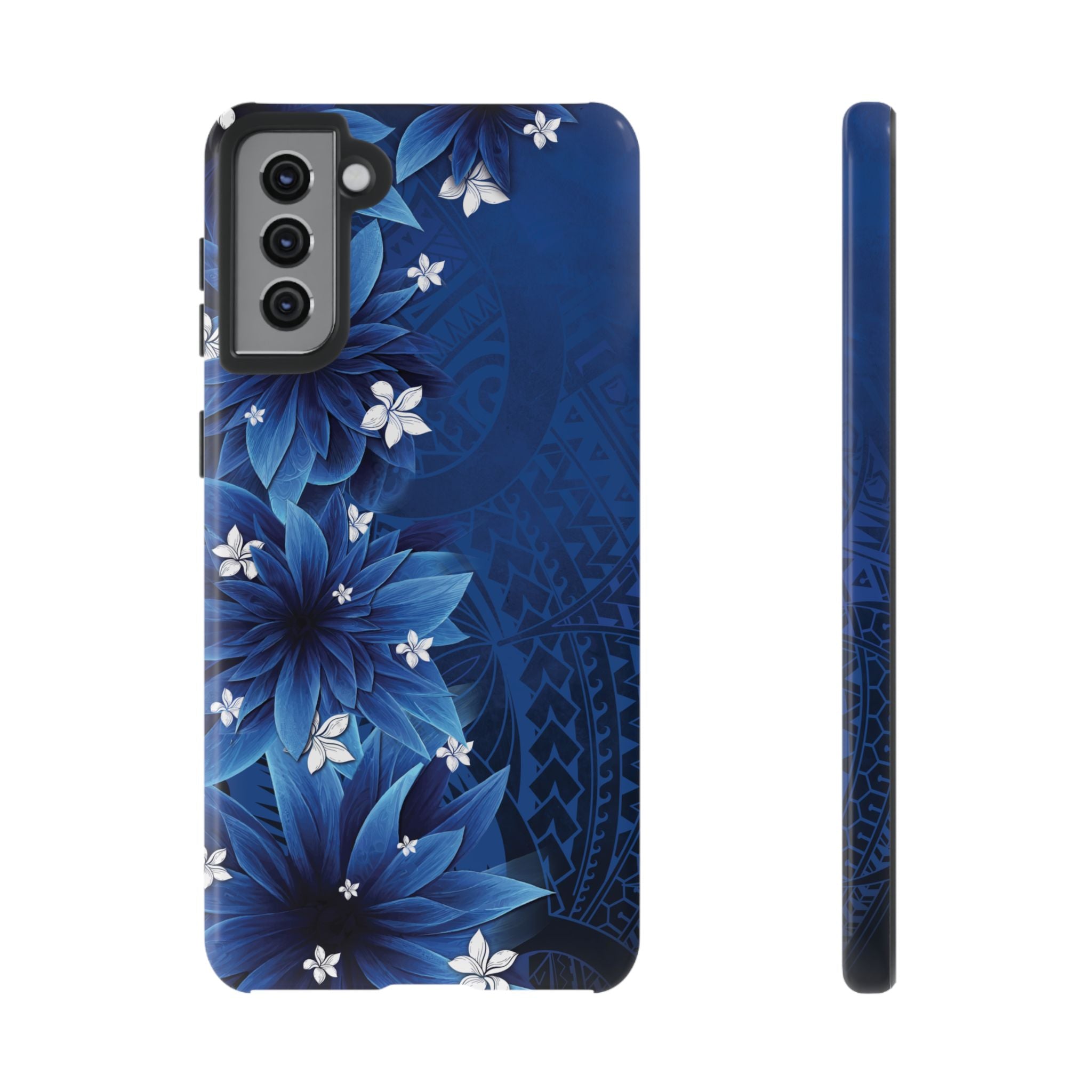 Hoku Pua Tough Samsung Galaxy Case Samsung Galaxy S21 Plus Glossy - Hawaiian Blue Star Flower Polynesian Design - The Local Banyan