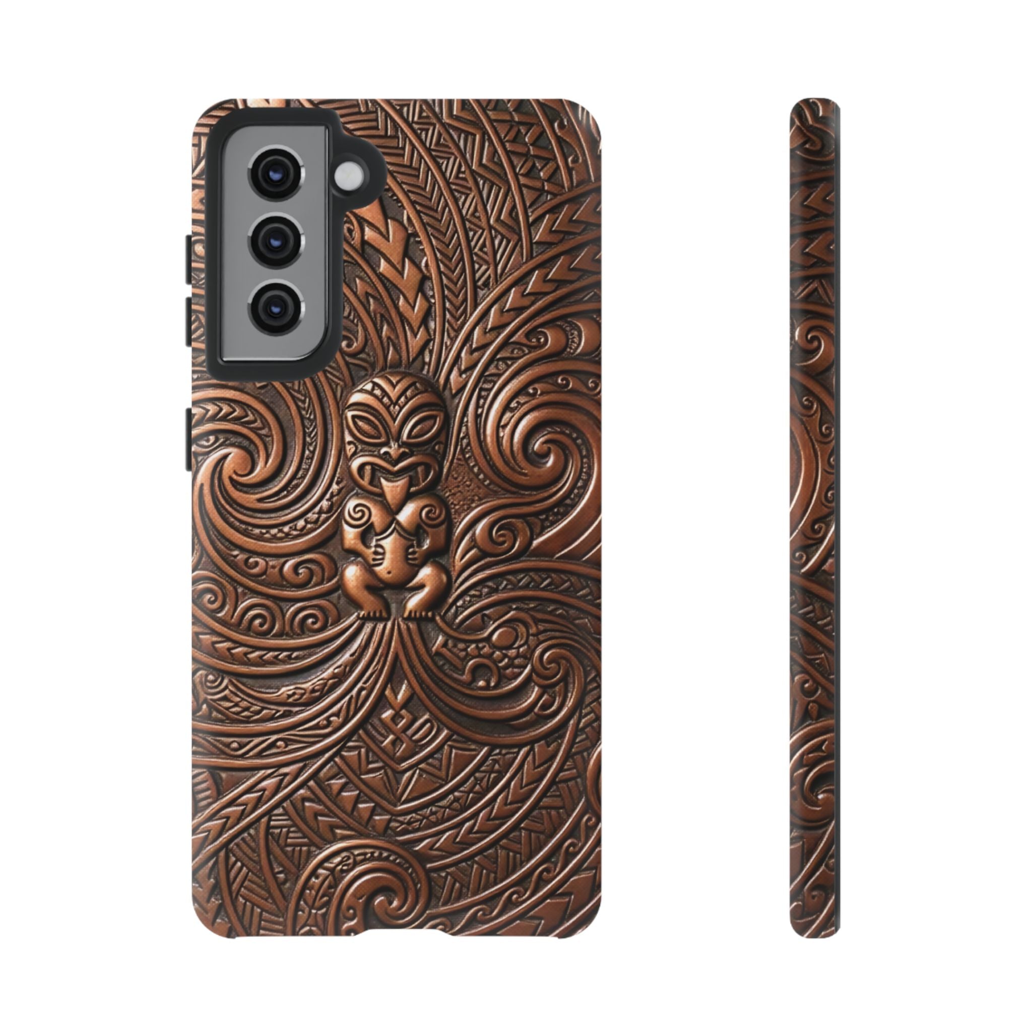 Paa Guardian Tough Samsung Galaxy Case Samsung Galaxy S21 Matte - Hawaiian Copper Carved Tiki Polynesian Design - The Local Banyan