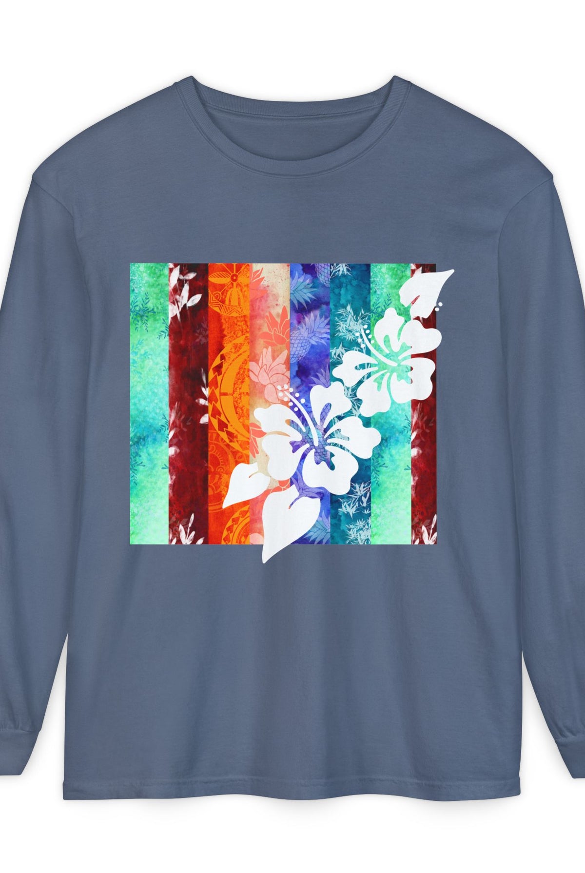 Tropical Vibes Garment Dyed Long Sleeve Tee Blue Jean S The Local Banyan