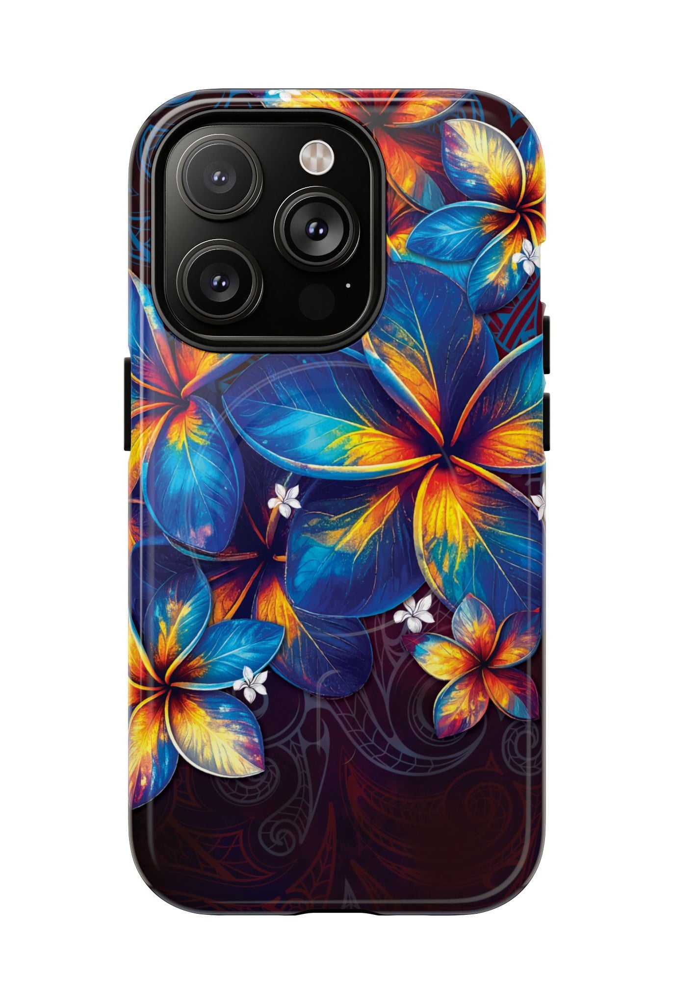 Nohea Twilight MagSafe iPhone Case iPhone 14 Pro Glossy - Hawaiian Blue Orange Plumeria Twilight Design - The Local Banyan
