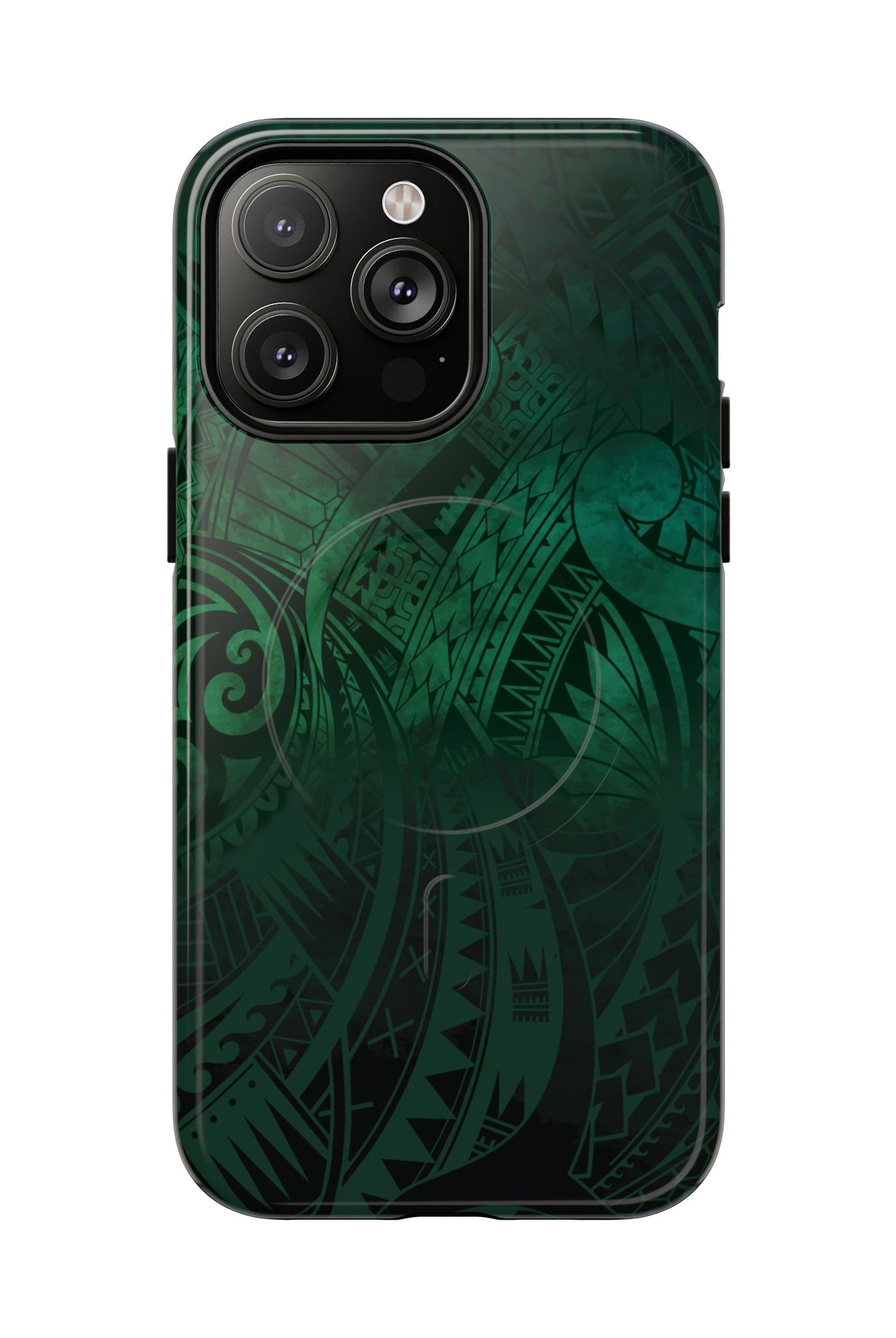 Nahele Spirit MagSafe iPhone Case iPhone 14 Pro Max Glossy - Hawaiian Forest Green Polynesian Tribal Design - The Local Banyan