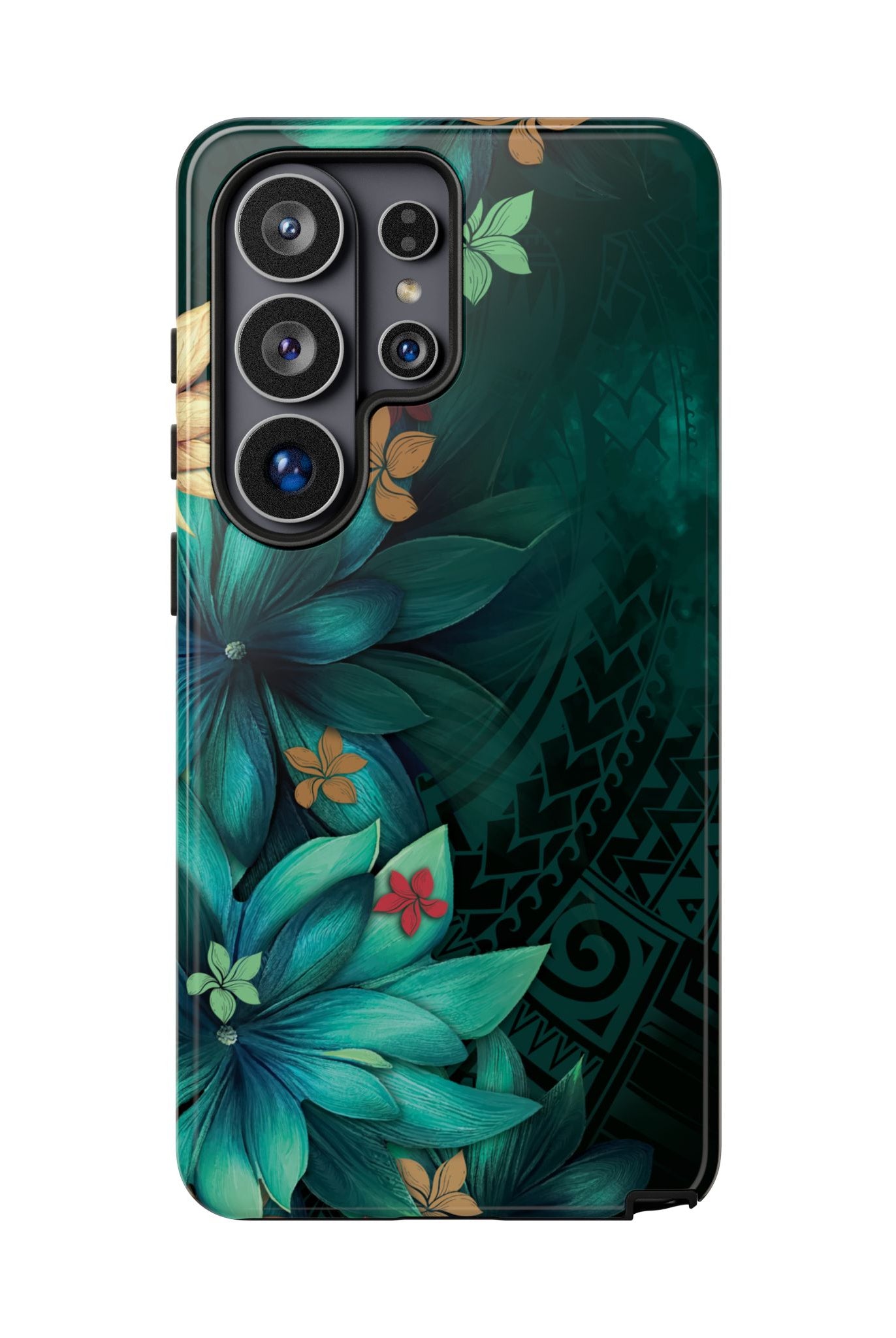 Aloha Whispers Tough Samsung Galaxy Case Samsung Galaxy S26 Ultra Glossy - Hawaiian Abstract Green Floral Polynesian Design - The Local Banyan