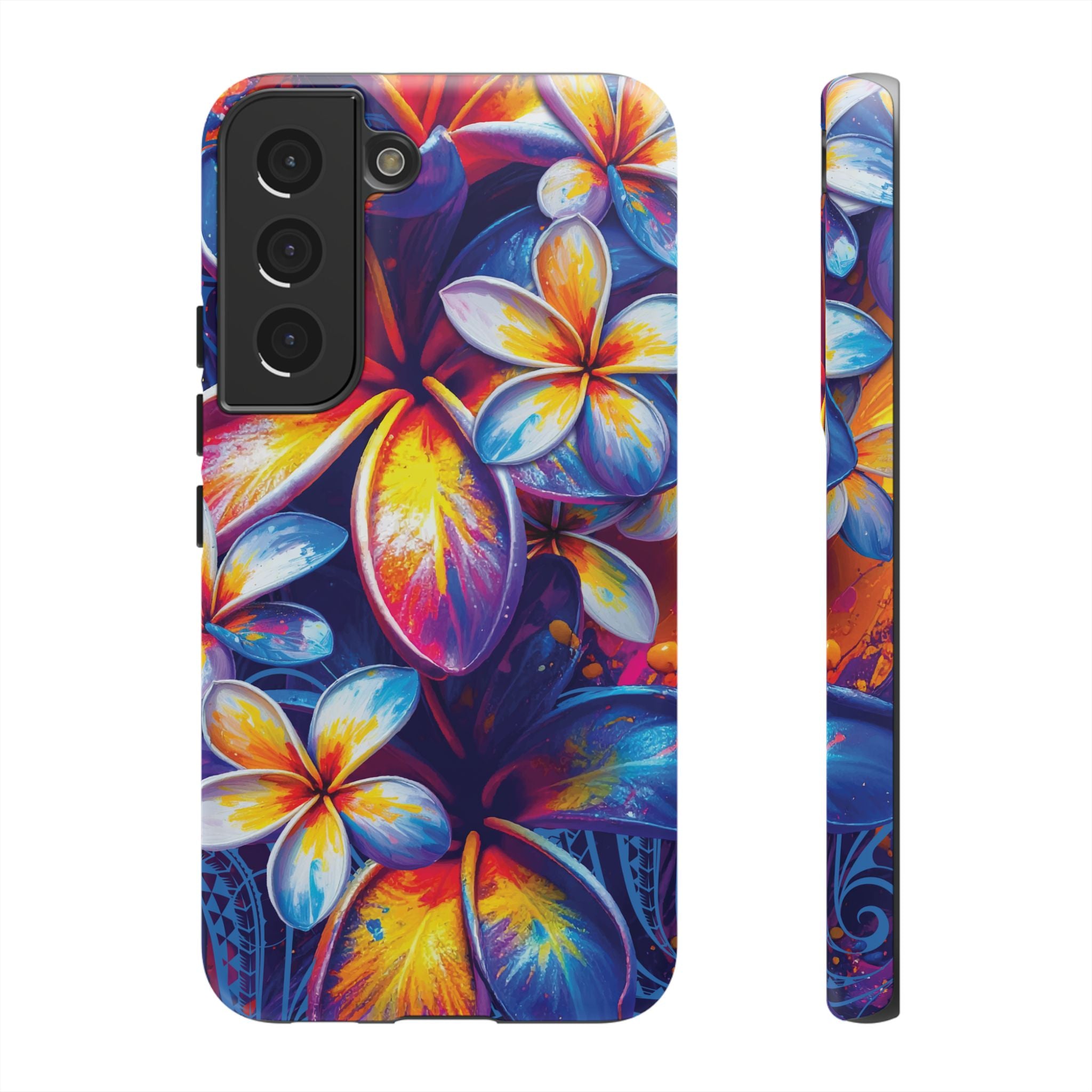 Sunset Ink Tough Samsung Galaxy Case Samsung Galaxy S22 Matte - Hawaiian Plumeria Street Art Graffiti Tropical Design - The Local Banyan