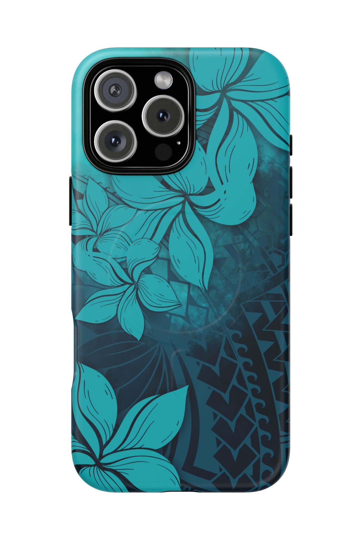 Moana Bloom MagSafe iPhone Case iPhone 16 Pro Max Matte - Hawaiian Teal Plumeria Ocean Tribal Design - The Local Banyan