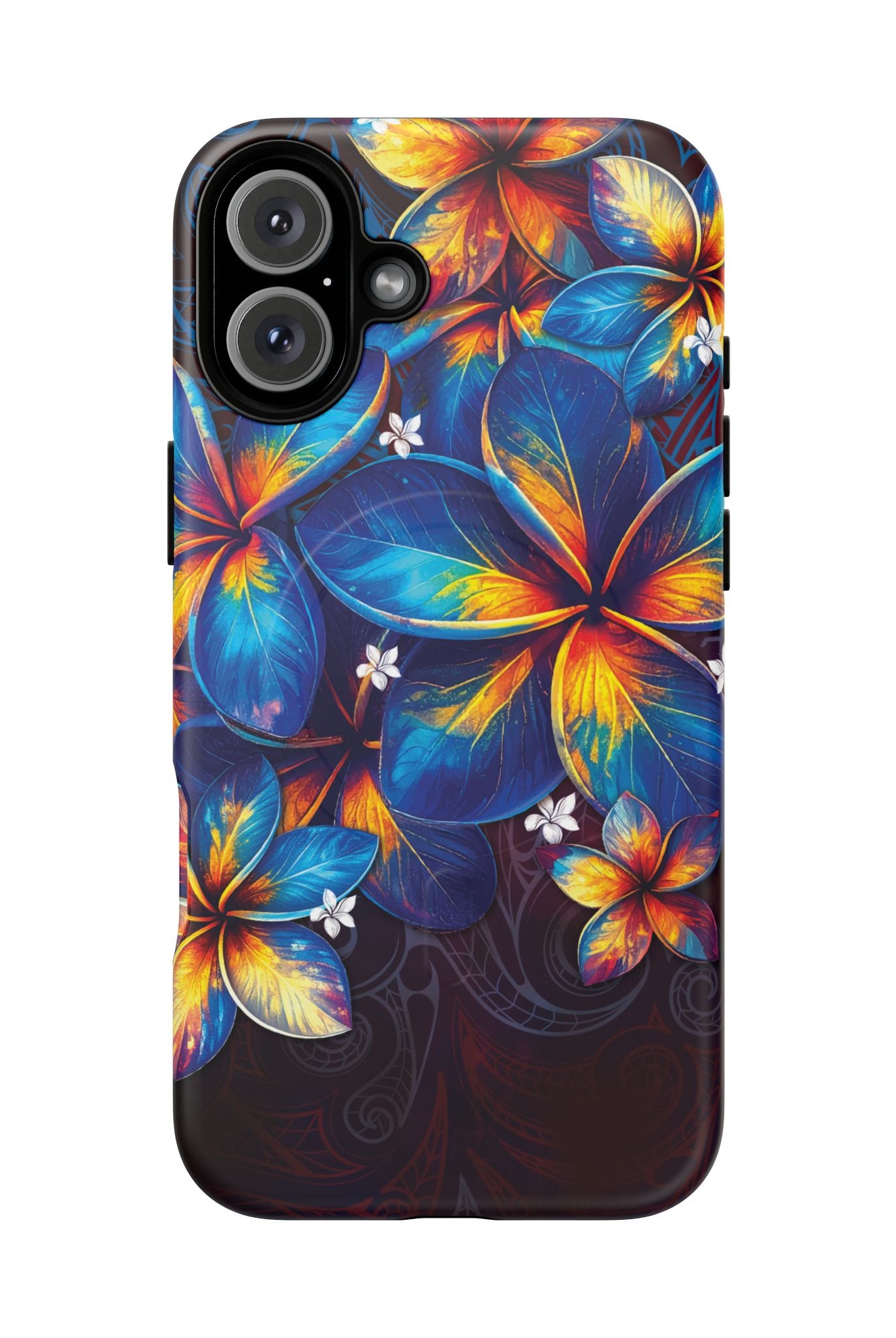Nohea Twilight MagSafe iPhone Case iPhone 16 Plus Matte - Hawaiian Blue Orange Plumeria Twilight Design - The Local Banyan