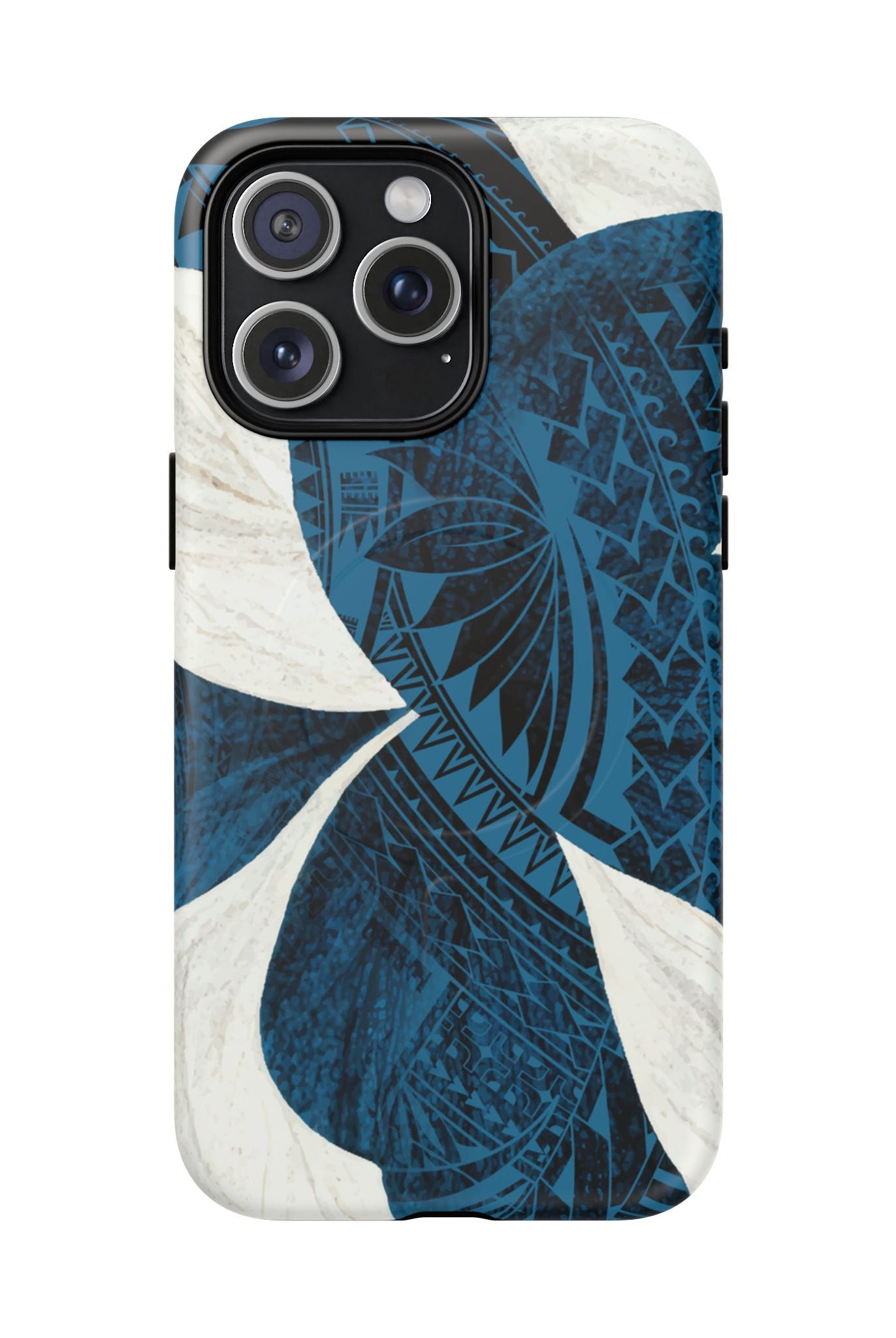 Hana Breeze MagSafe iPhone Case iPhone 15 Pro Max Matte - Hawaiian Blue Plumeria Polynesian Botanical Design - The Local Banyan