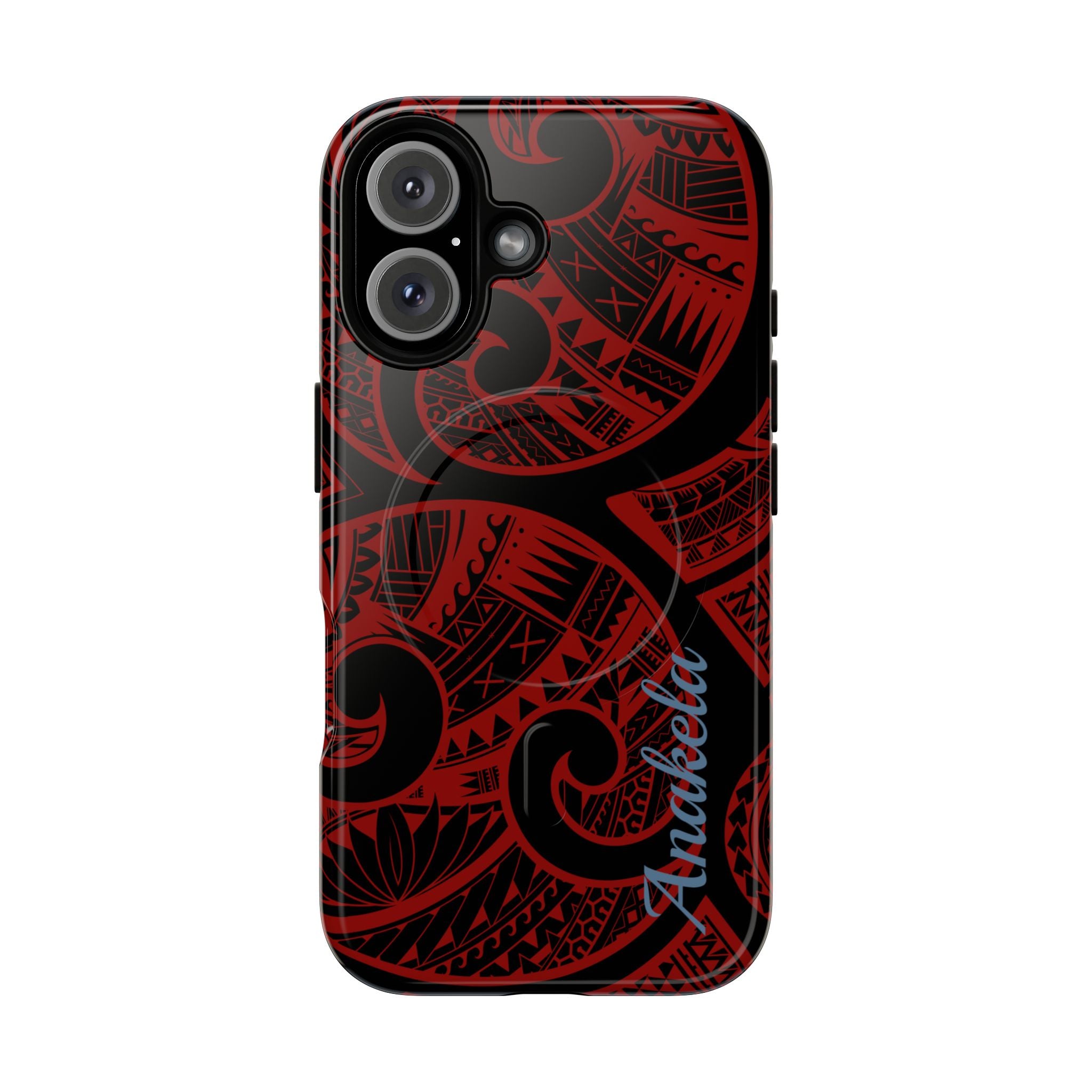 Island Tribal Personalized MagSafe iPhone Case Side View - Dual Layer Drop Protection Hawaiian Phone Case - The Local Banyan
