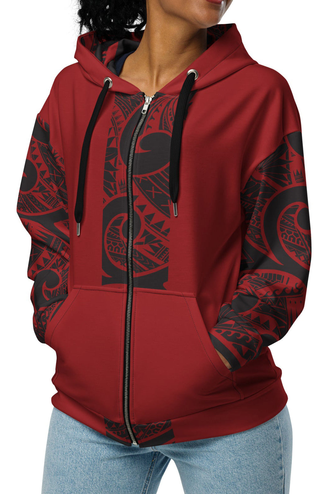 Crimson Tribal Zip Up Hoodie Zip Up Hoodie