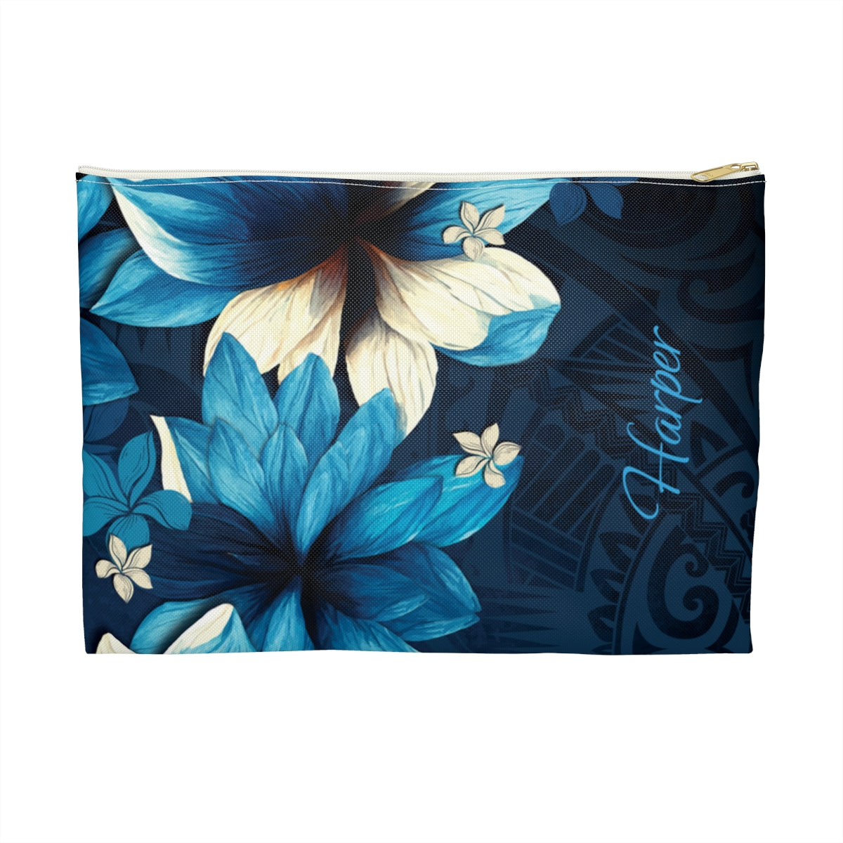 Leilani Nights Personalized Travel Pouch Pouches The Local Banyan White zipper Large