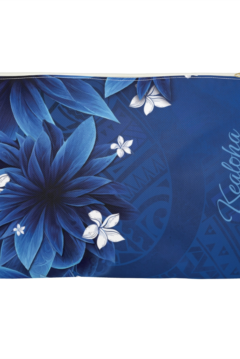 Hoku Pua Personalized Travel Pouch Pouches The Local Banyan White zipper Large