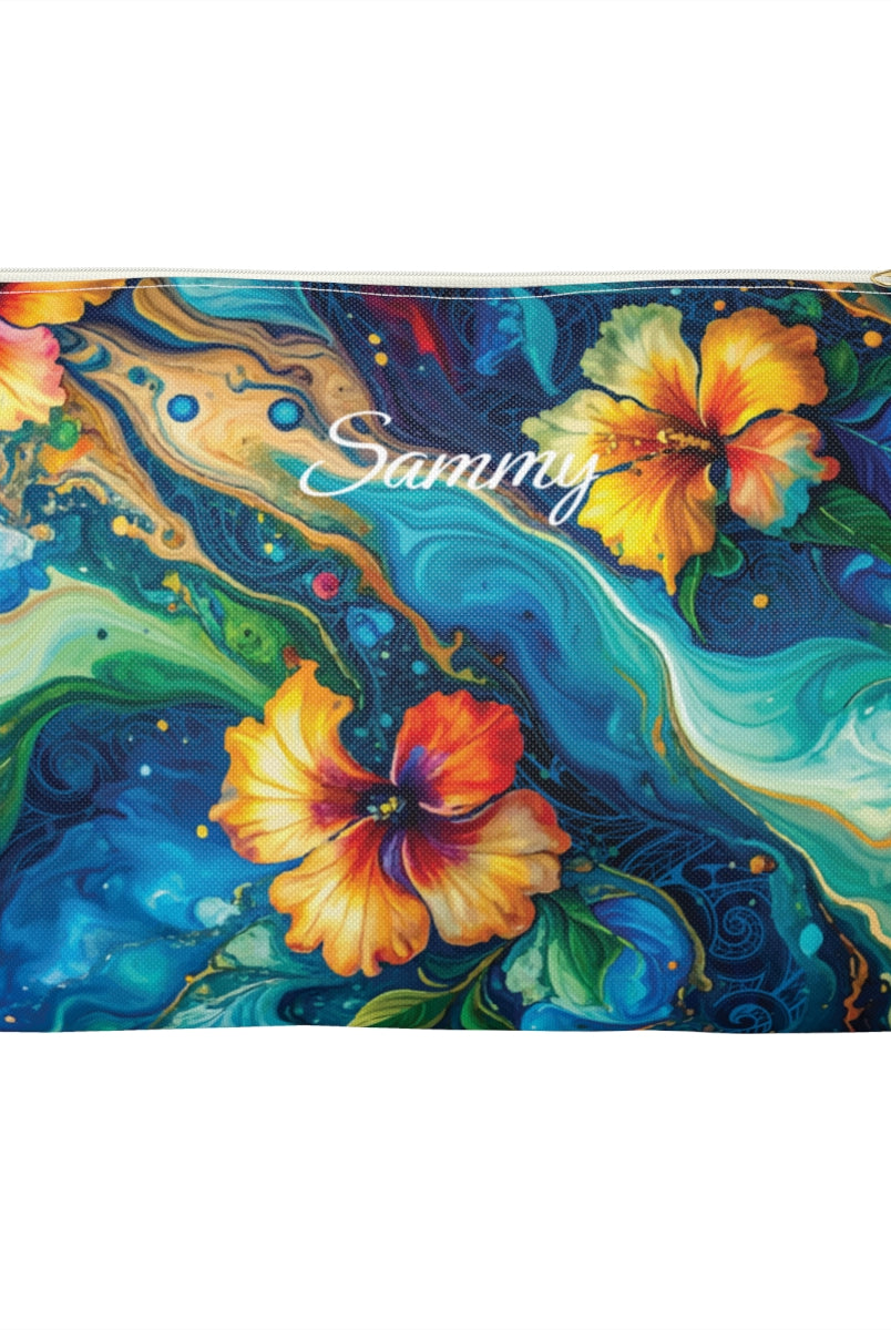 Aloalo Drift Personalized Travel Pouch Pouches The Local Banyan White zipper Large