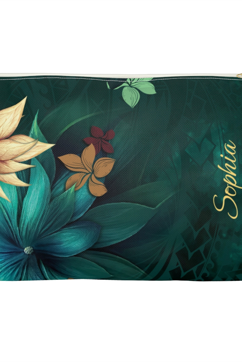 Aloha Whispers Personalized Travel Pouch Pouches The Local Banyan White zipper Large