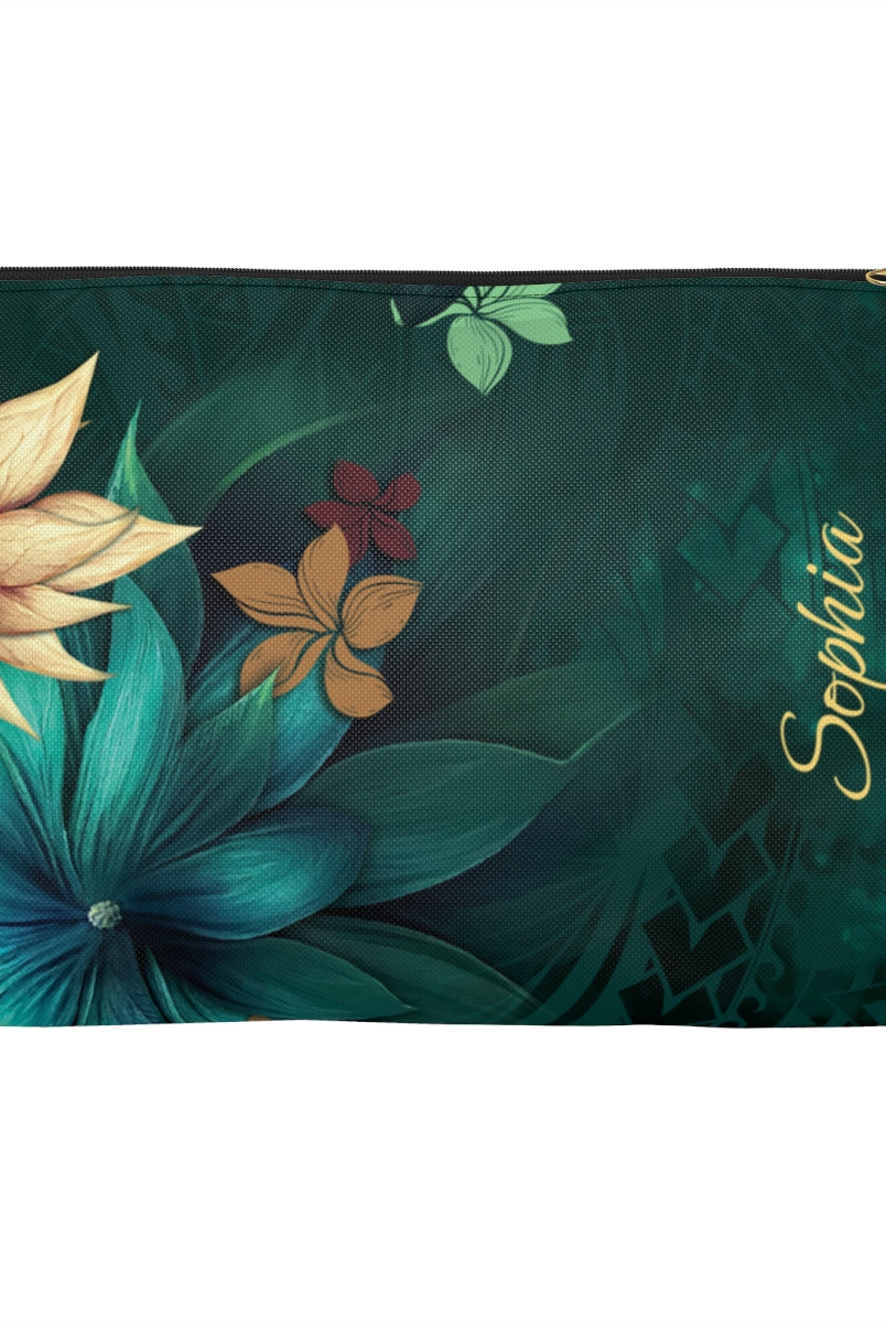 Aloha Whispers Personalized Travel Pouch Pouches The Local Banyan Black zipper Large