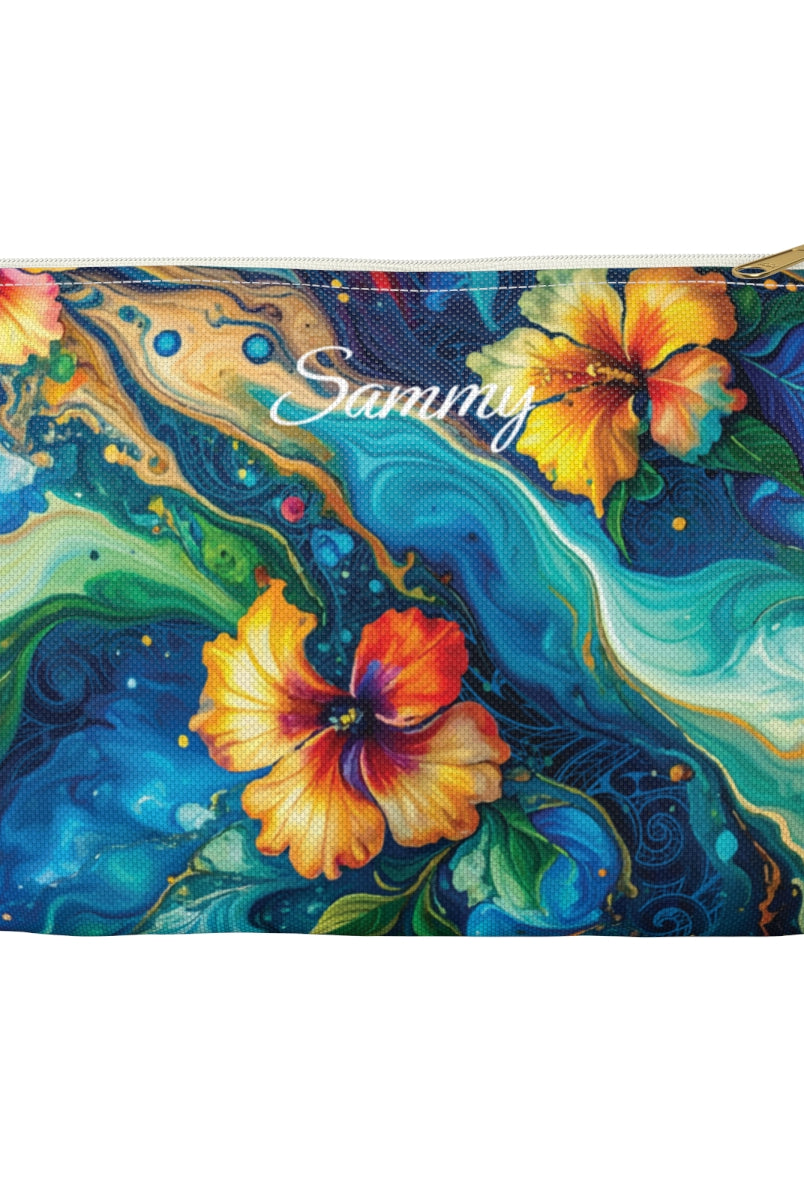 Aloalo Drift Personalized Travel Pouch Pouches The Local Banyan White zipper Small